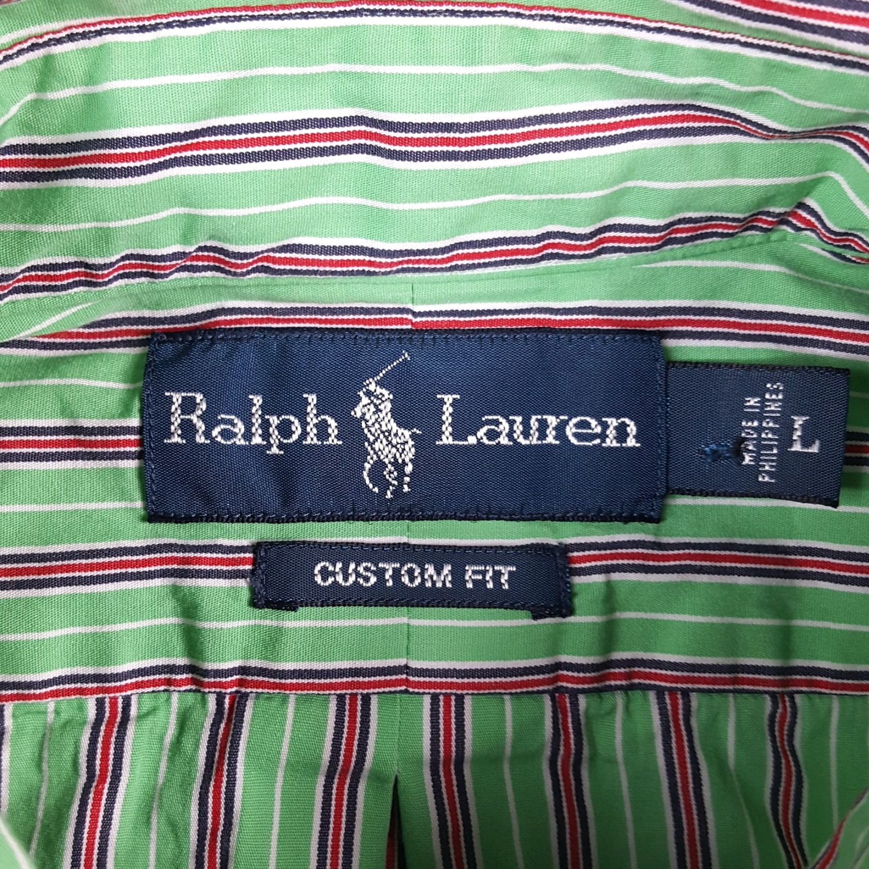 Ralph Lauren VINTAGE Ralph Lauren Men’s Button-Up Shirt Cotton Green Striped 90s Y2K Preppy Collared Large Size US L / EU 52-54 / 3 - 5 Thumbnail