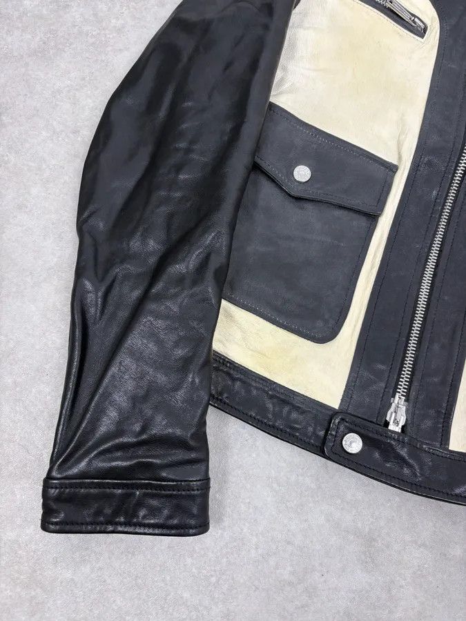 Dsquared2 AW2013 Dsquared2 Black & Beige Biker Leather Jacket Size US S / EU 44-46 / 1 - 8 Thumbnail
