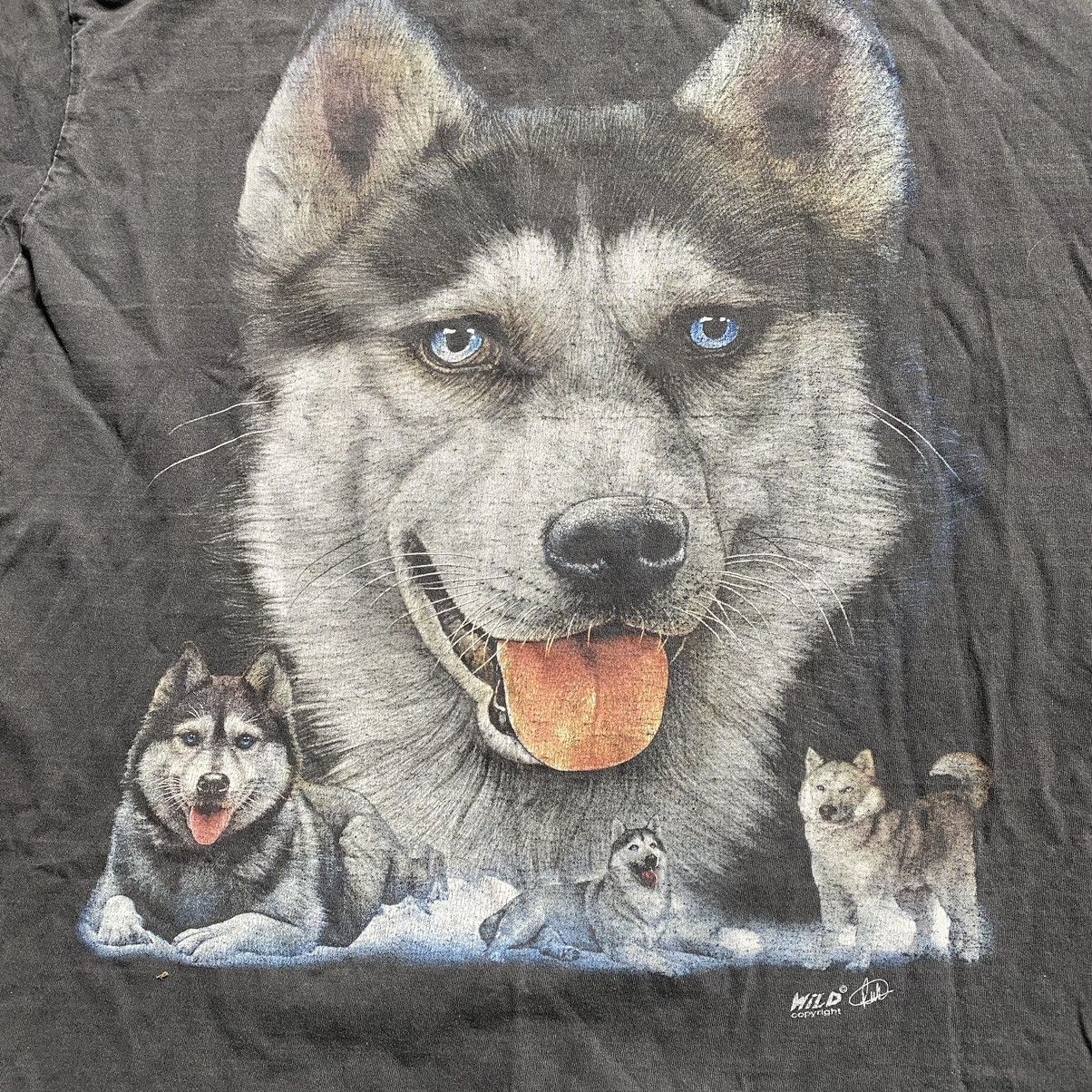 Vintage VINTAGE WILD HUSKY DOG FADED T SHIRT Size US XL / EU 56 / 4 - 4 Thumbnail