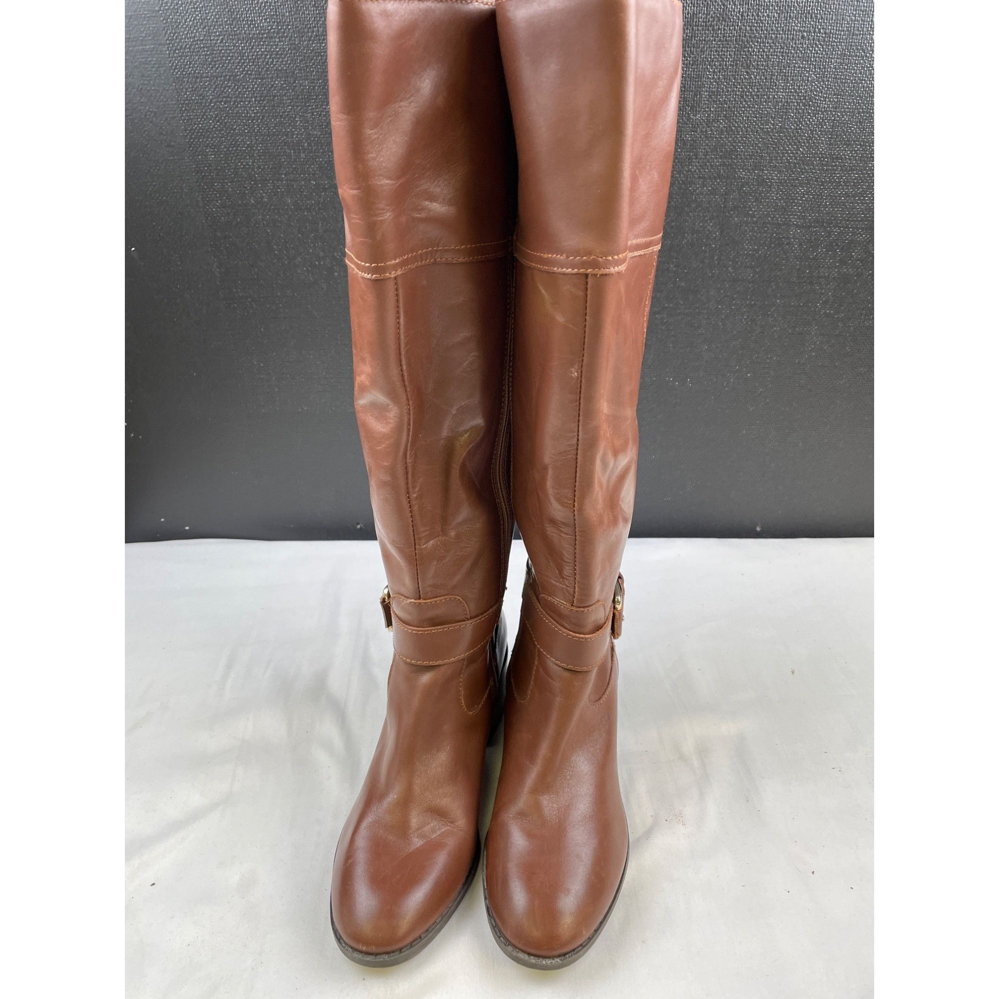 Marc Fisher Mark Fisher Women's Brown Leather Tall Boots/Shoes Heel 2" S Size US 5.5 / IT 35.5 - 2 Thumbnail