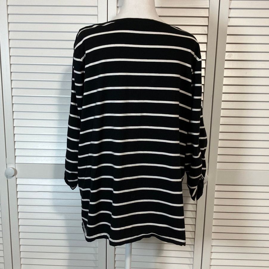 Other Susan Graver Black White Striped Tunic Blouse 1X Size XL / US 12-14 / IT 48-50 - 2 Thumbnail