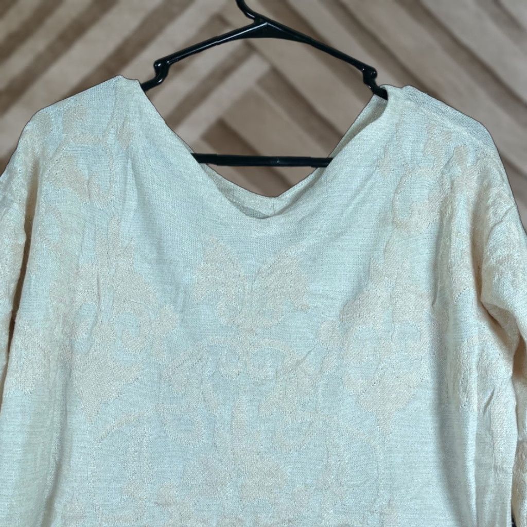 Vintage Chicos Womens Sweater Cream Double V Neck 3/4 Sleeve Casual Wear M Size M / US 6-8 / IT 42-44 - 1 Thumbnail