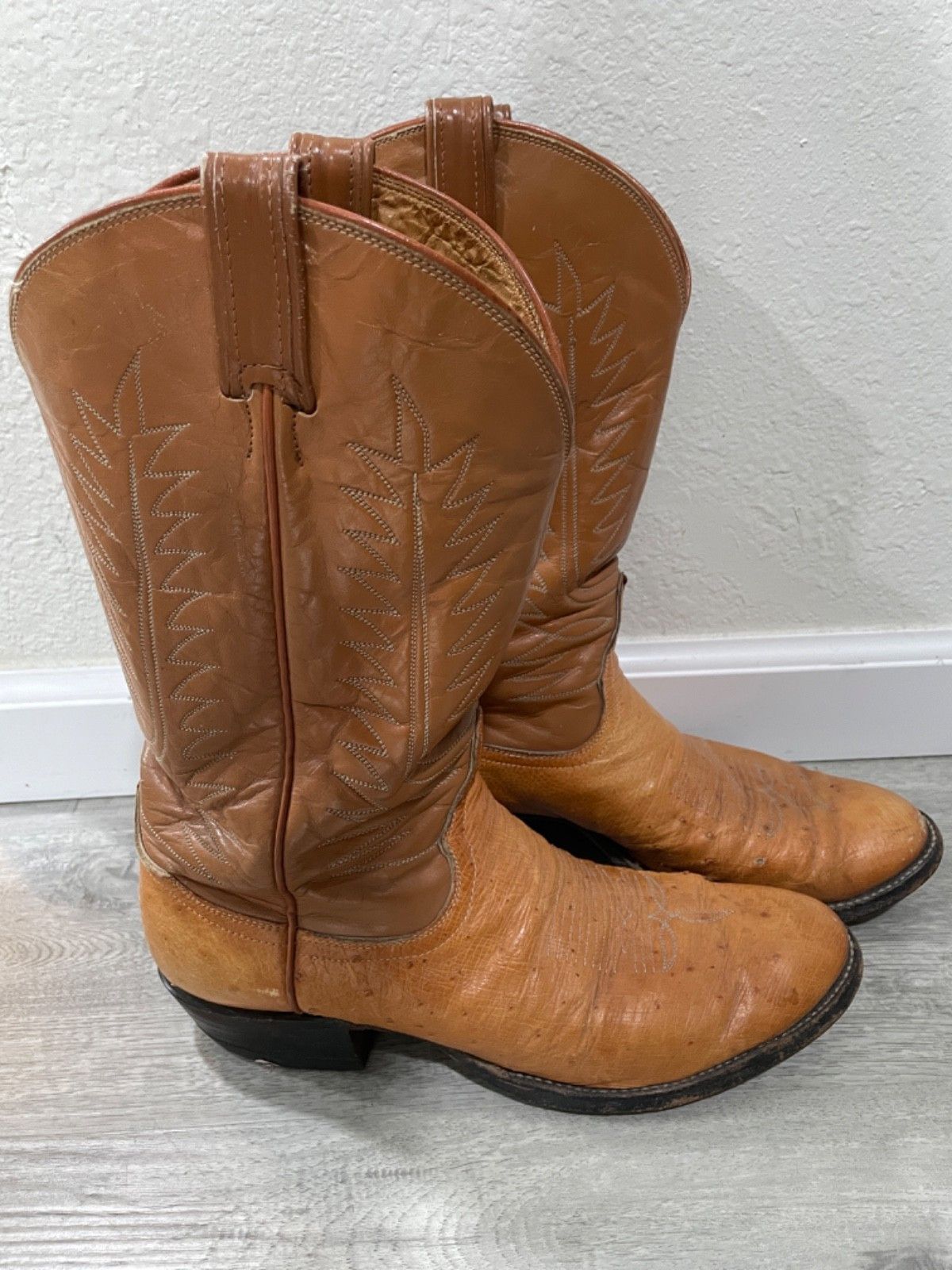 Tony Lama 🔥 Tony Lama® RARE Vintage Two-Toned Ostrich Cowboy Boots Size US 11 / EU 44 - 1 Thumbnail