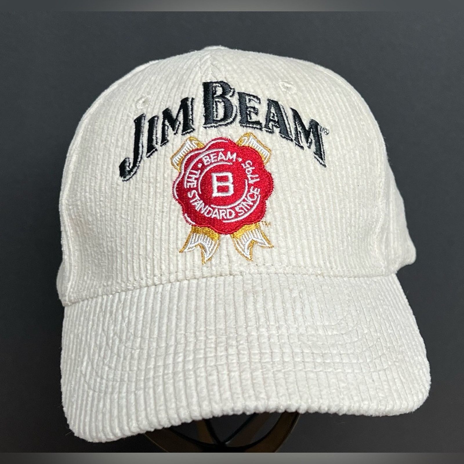 Vintage Jim Beam Whiskey Corduroy Embroidered Strapback Classic Hat Size ONE SIZE - 1 Thumbnail