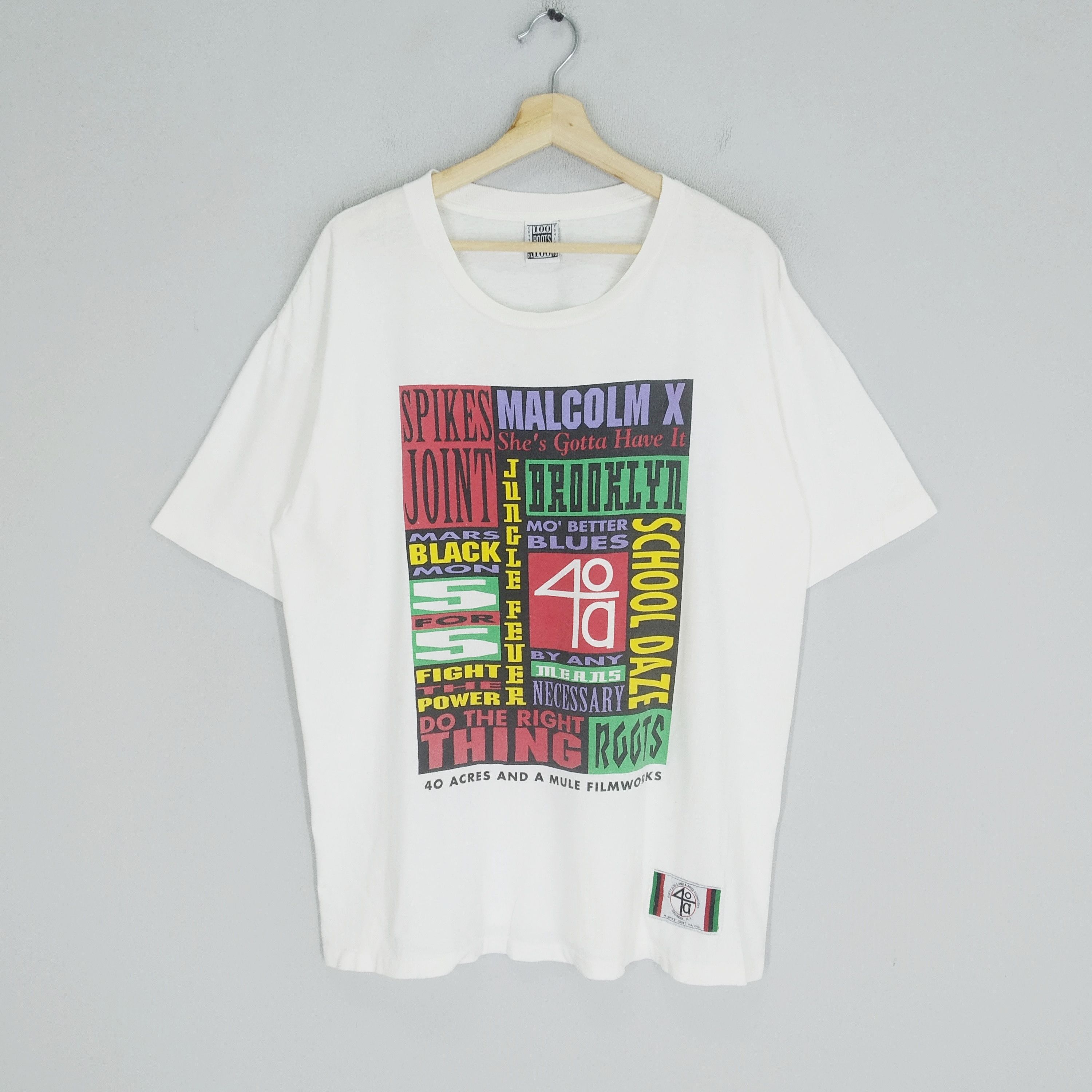 image of 40 Acres A Mule x Malcolm X Vintage 90's Forty Acres And A Mule Filmwork Spike Lee Joint in White (
