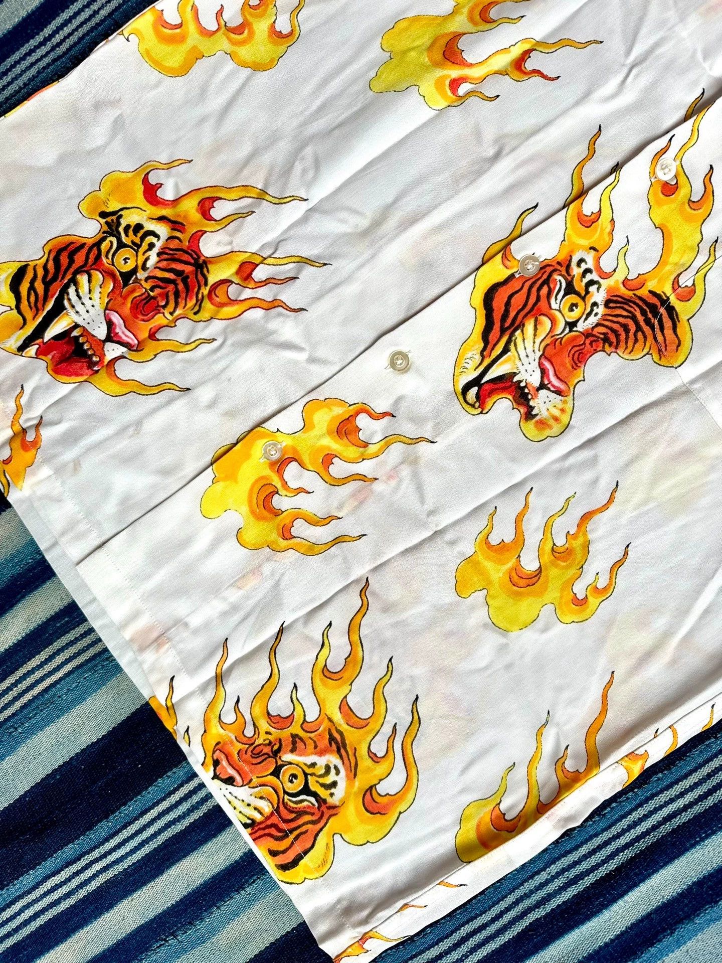 Wacko Maria WACKO MARIA x TIM LEHI flame tiger aloha shirt Cuban collar Size US L / EU 52-54 / 3 - 9 Thumbnail