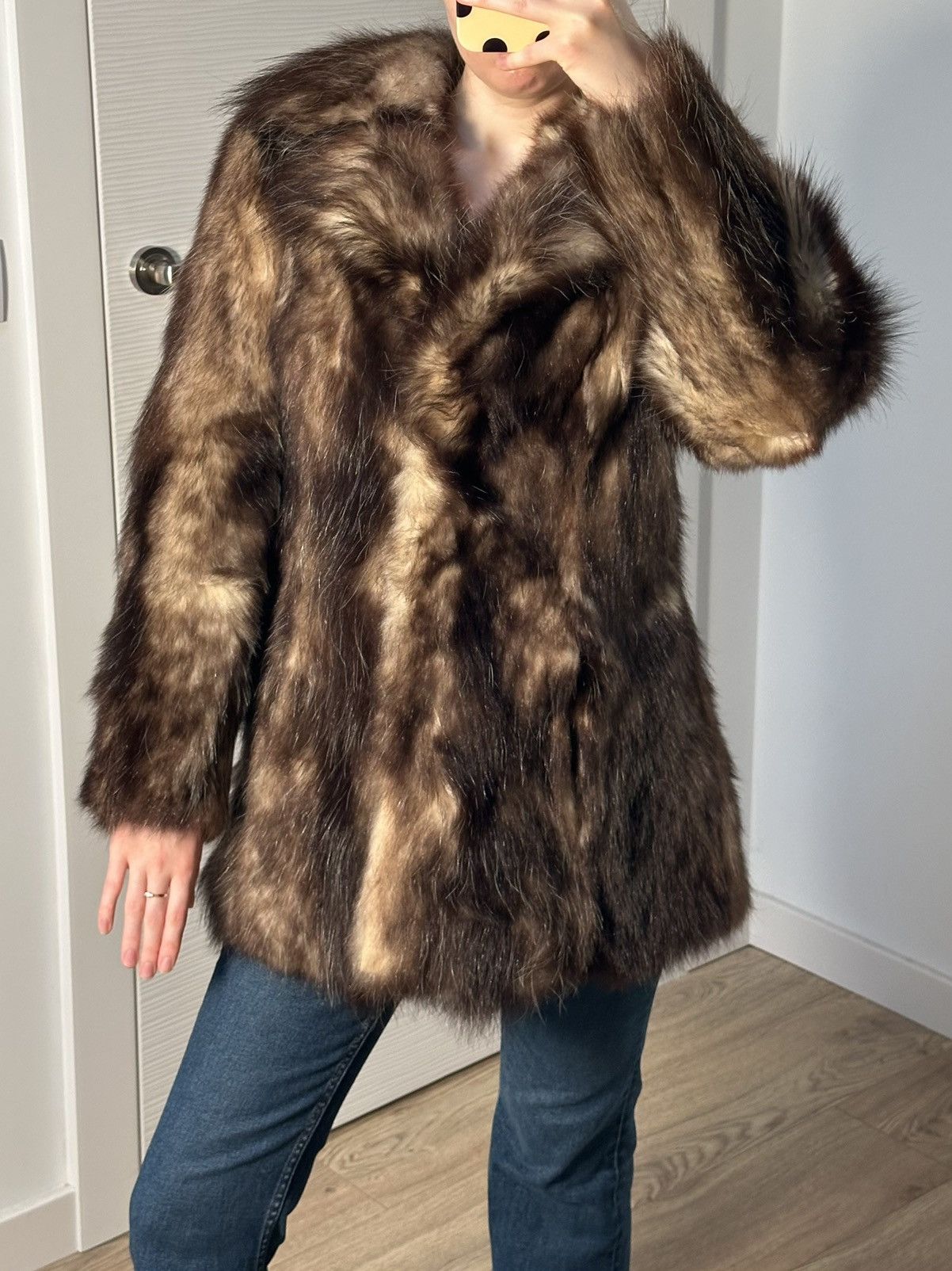 Vintage Genuine Real Raccoon Fur Brown Coat Y2k Vintage Retro Size XS / US 0-2 / IT 36-38 - 2 Thumbnail
