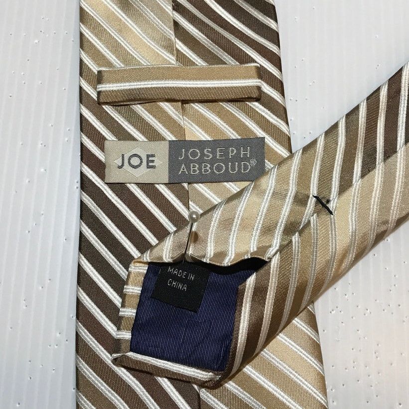 Other Joseph Abboud Gold Striped Silk Men Necktie Size ONE SIZE - 4 Thumbnail