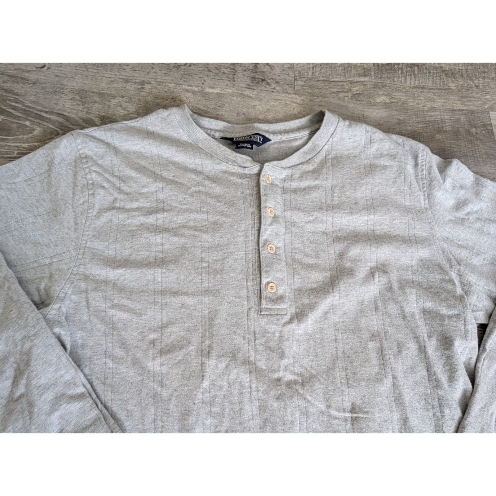 Lands' End VINTAGE Lands' End Long Sleeve Shirt Mens L Gray Henley Thermal Made In USA Shirt Mens L Gray Henley Thermal 80s 90s Outdoor Fall Winter Cotton Knit Size US L / EU 52-54 / 3 - 2 Thumbnail