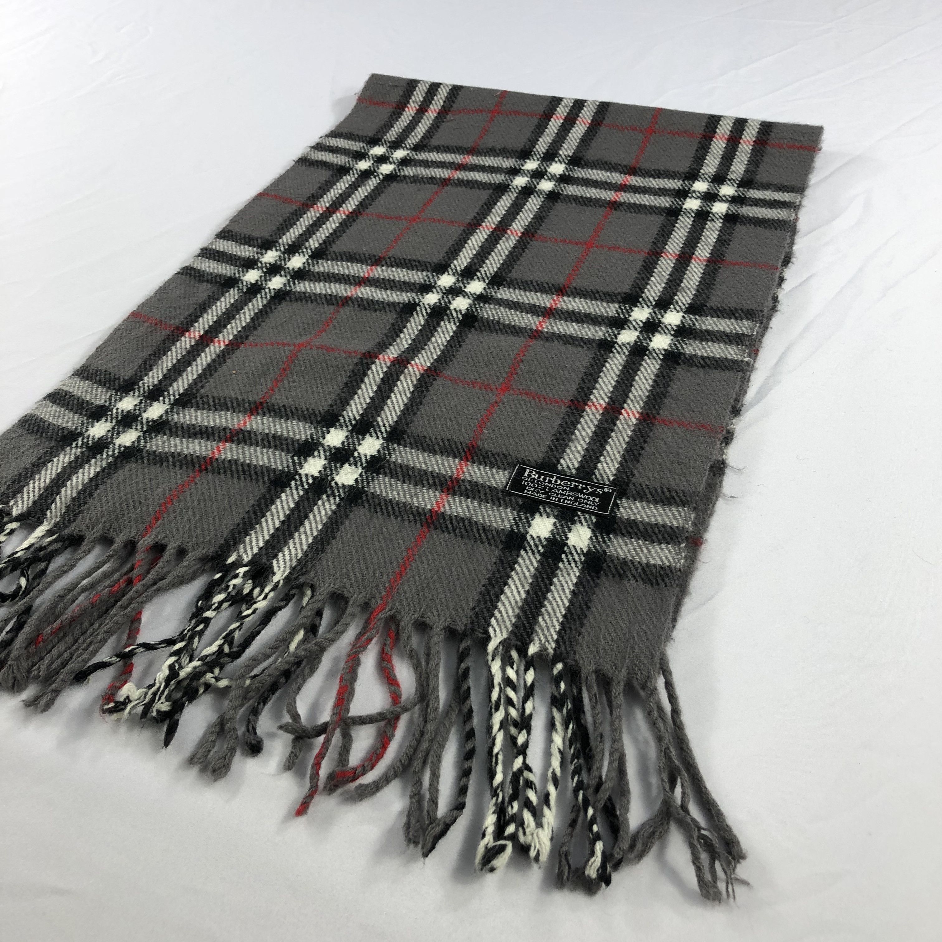 Burberry Burberrys Nova Check Grey Wool Scarf Muffler V1021 Size ONE SIZE - 3 Thumbnail