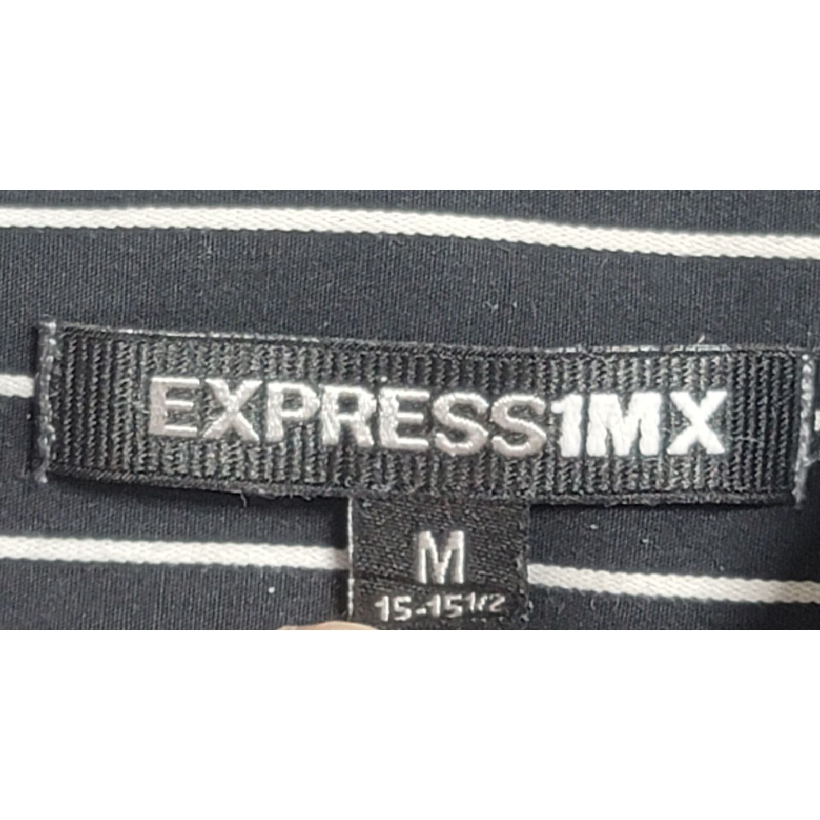 Express Express 1MX Black White Stripe Button Shirt Medium 15 15.5 Size US M / EU 48-50 / 2 - 3 Thumbnail