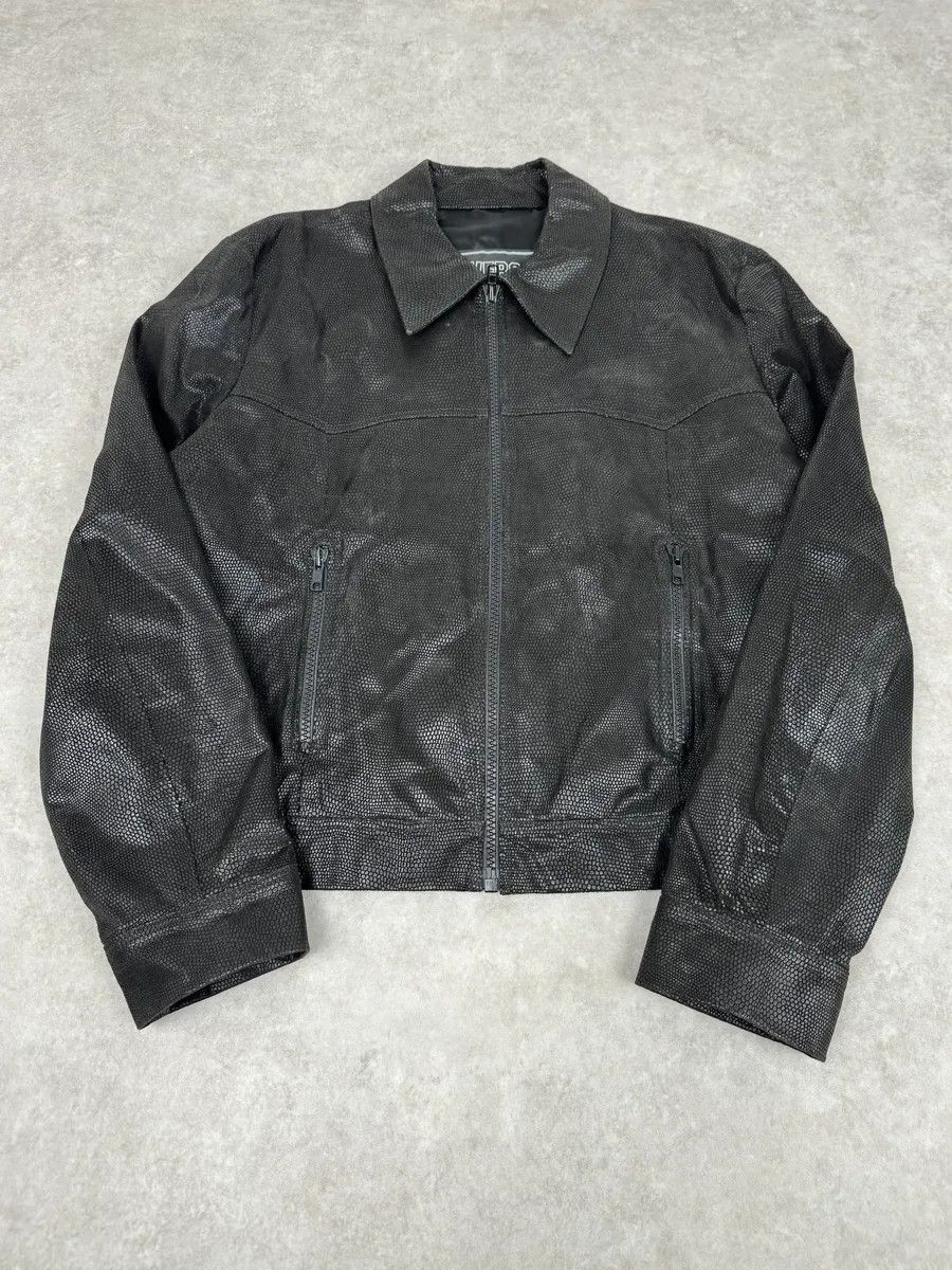 Versace 2000s Versace Black Grained Leather Jacket Size US L / EU 52-54 / 3 - 1 Thumbnail