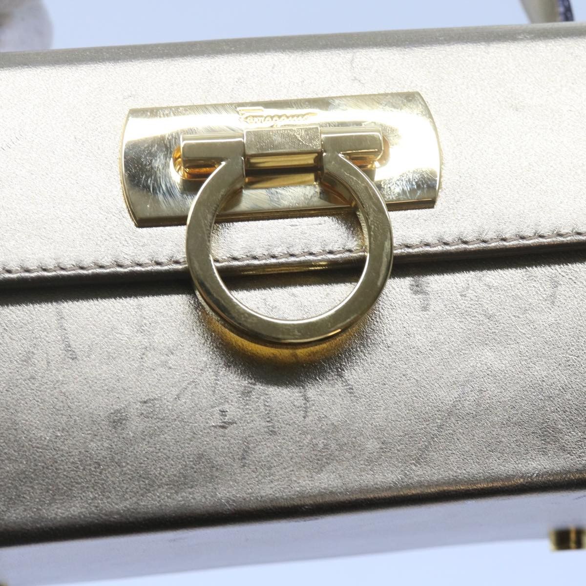 Salvatore Ferragamo Salvatore Ferragamo Gancini Hand Bag Leather Gold Tone Size ONE SIZE - 14 Thumbnail