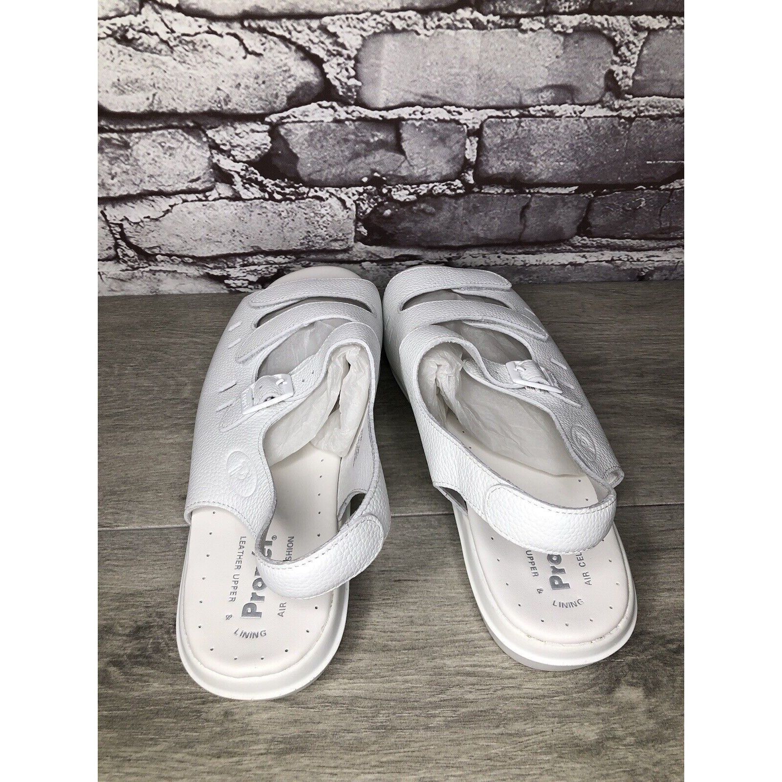 Other Propet Cell Cushion White Leather Triple Strap Wedge Sandals Size US 11 / IT 41 - 11 Thumbnail