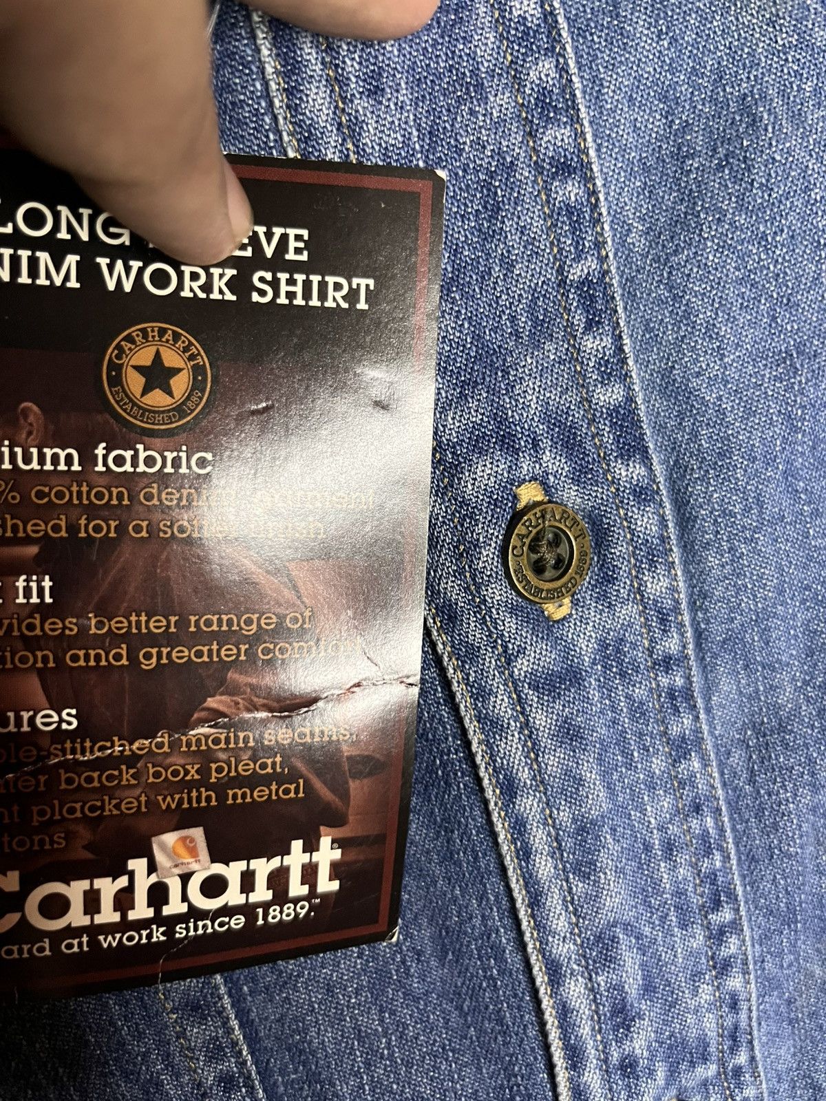 Carhartt Carhartt Denim Stonewash Button Up Work Shirt Size US XL / EU 56 / 4 - 4 Thumbnail