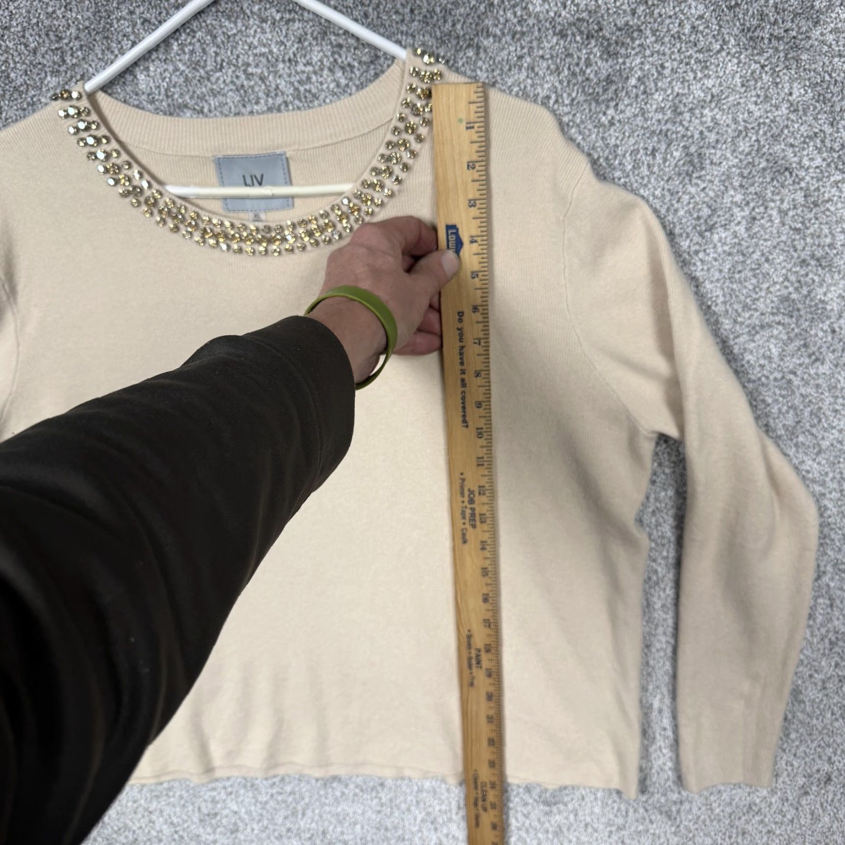 Vintage VINTAGE? LIV Milano Sweater Womens XL Beige Rhinestone Preppy Coastal Grandmacore Chic Size XL / US 12-14 / IT 48-50 - 2 Thumbnail