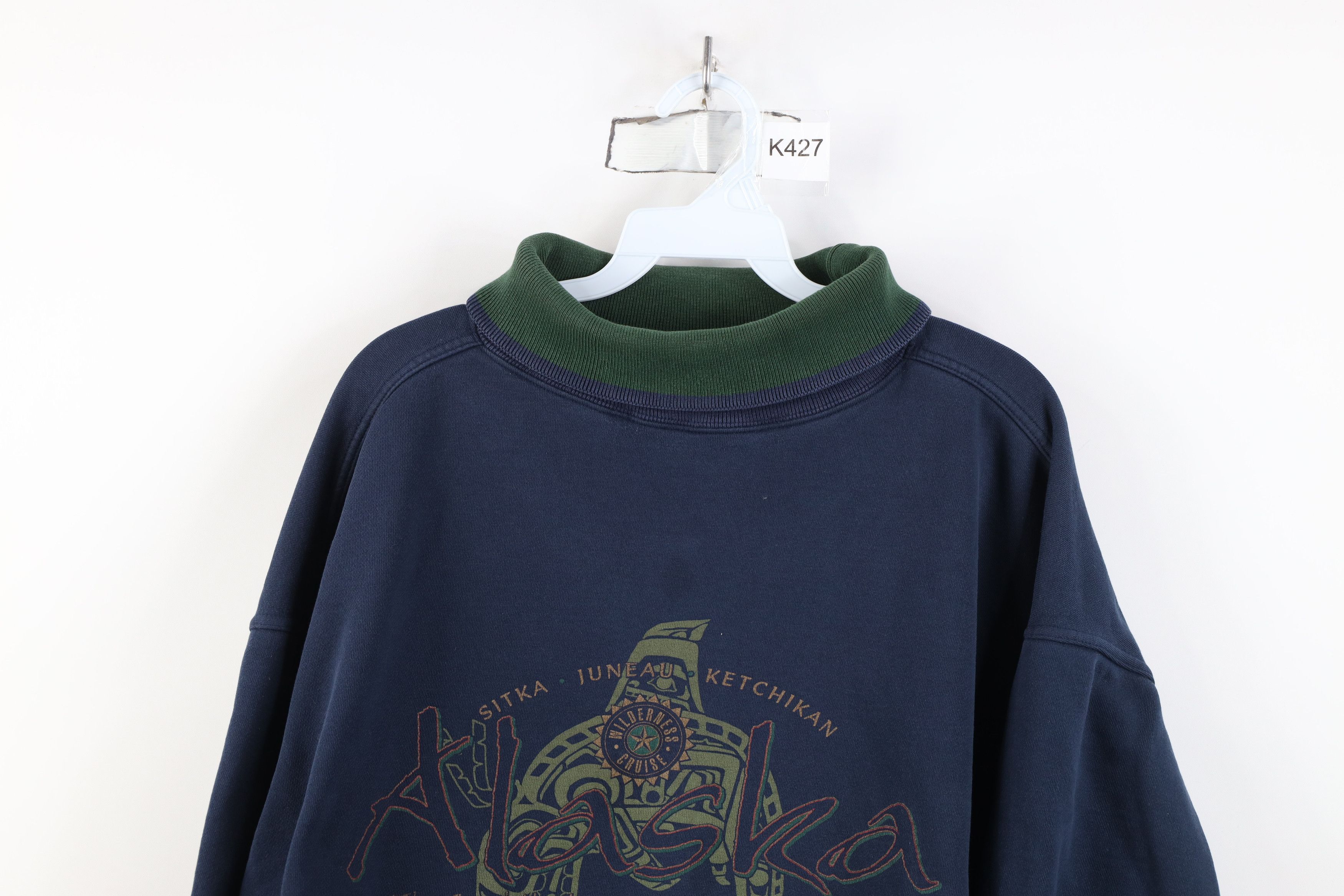 Vintage Vintage 90s Streetwear Alaska Turtleneck Sweatshirt Blue Size XL / US 12-14 / IT 48-50 - 2 Thumbnail