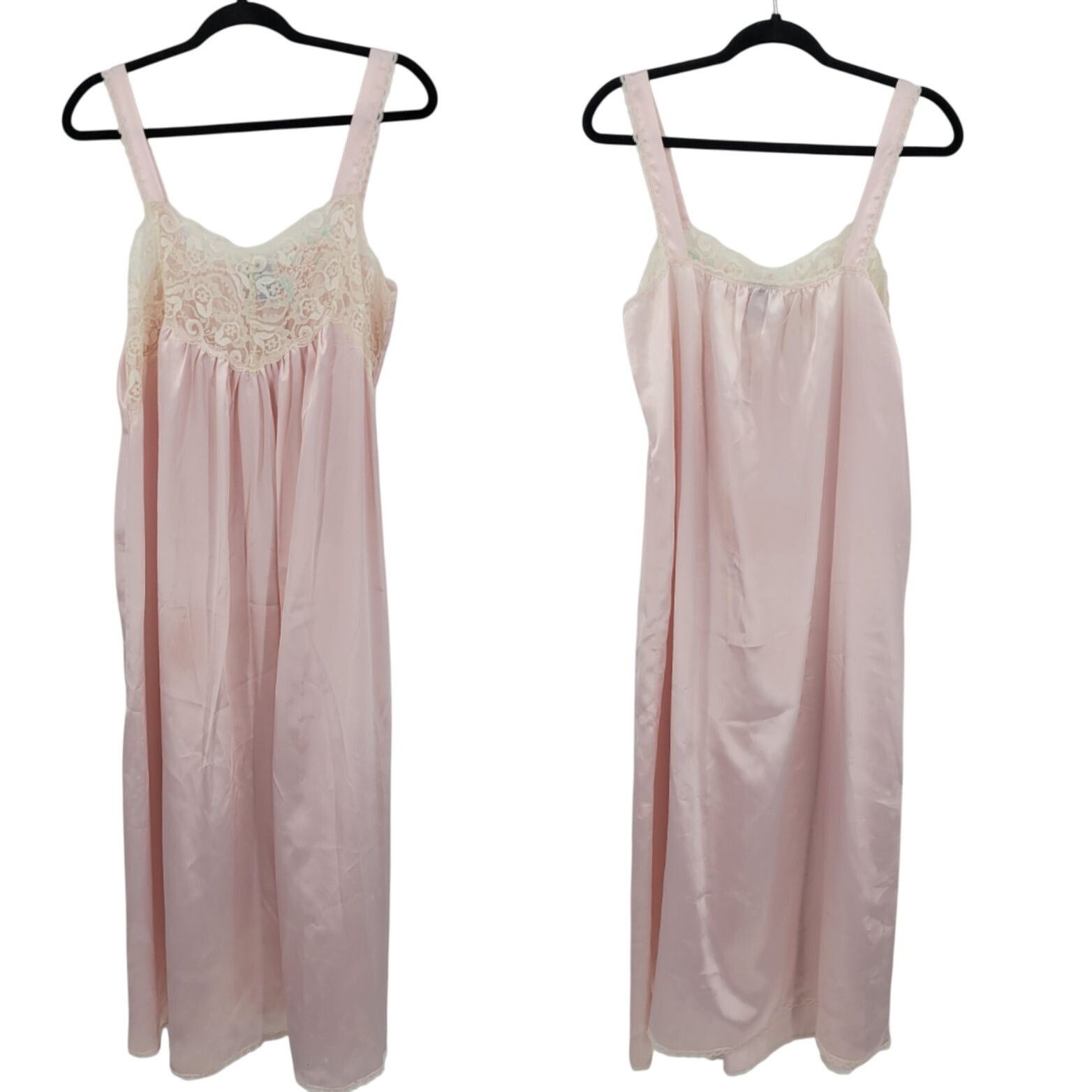 Vintage Vintage Sugar Plum Pastel Pink Nightgown Lace Trim Maxi Sz M Size ONE SIZE - 1 Thumbnail