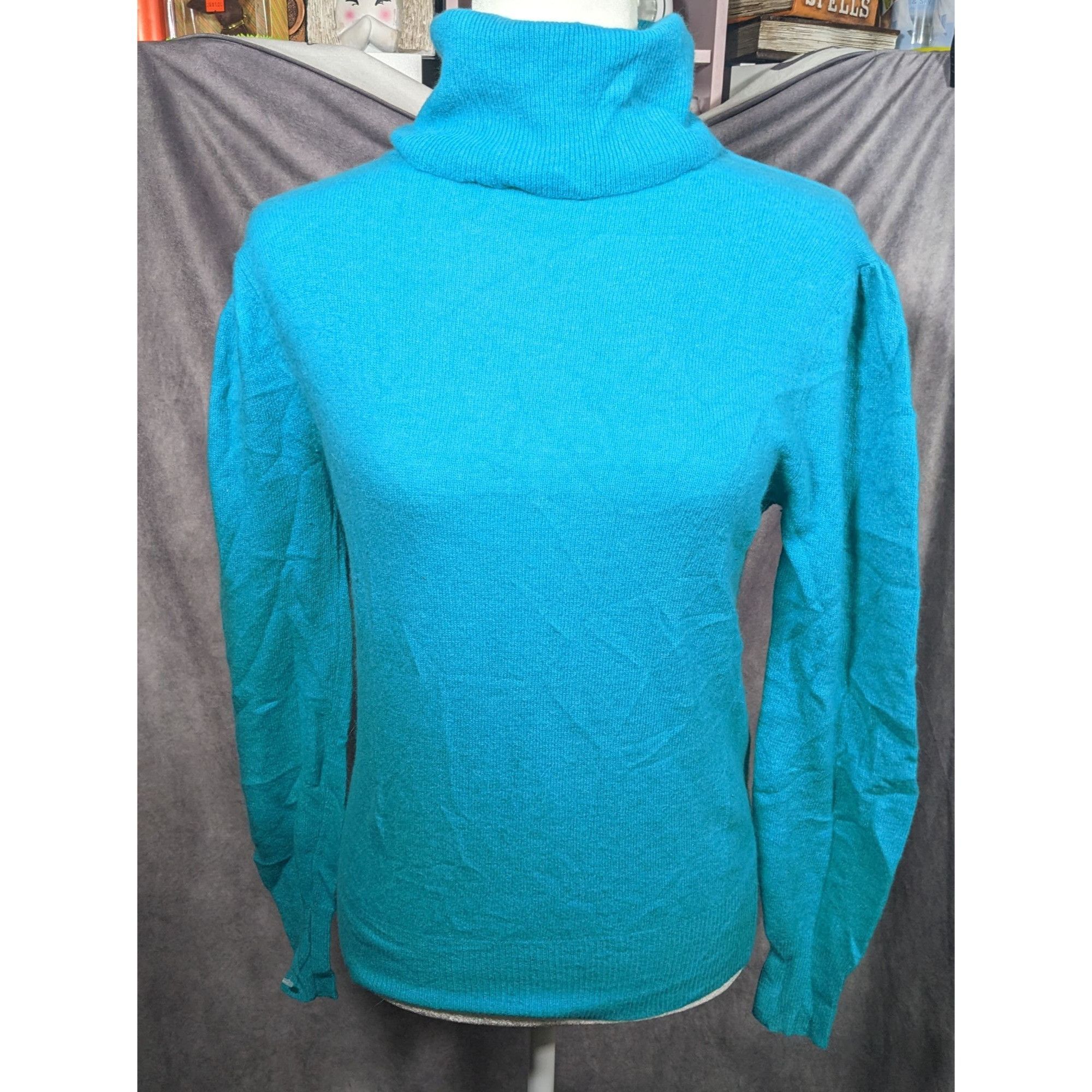 Other Vintage Composition Lambswool Angora Blue Turtleneck Sweater Size S / US 4 / IT 40 - 4 Thumbnail