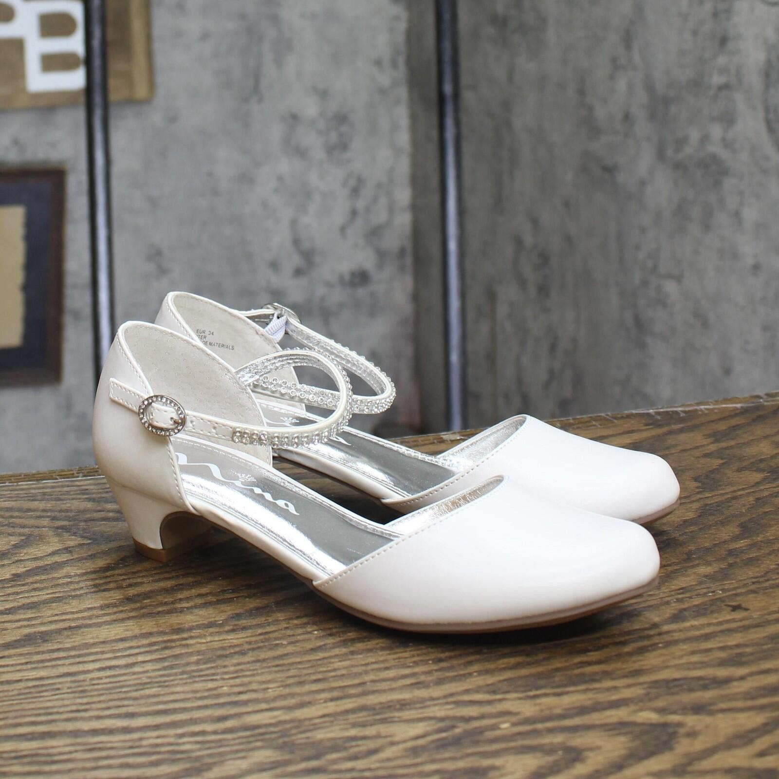 If Six Was Nine Nina Girls Cera Low Embellished Pump Heels Cera White 3 Size US 5 / EU 37 - 1 Thumbnail