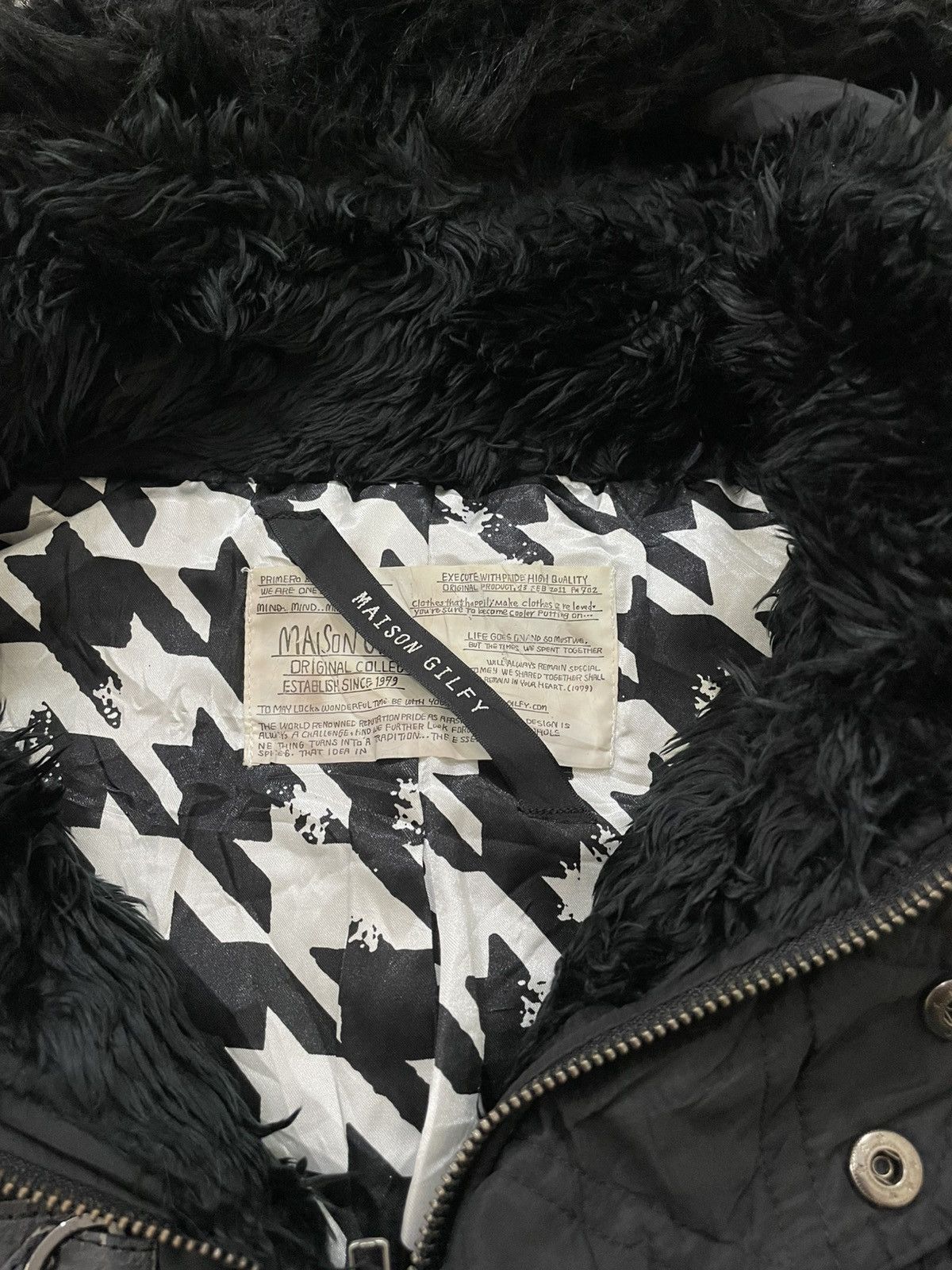 Y2K Black Buckle Fur Parka Jacket Gothic Archive Vkei Style