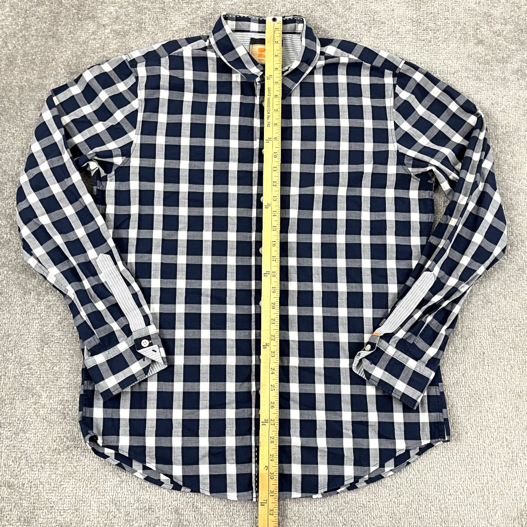 Hugo Boss HUGO BOSS ORANGE Shirt Mens XL Blue White Plaid Button-Up Long Sleeve Size US XL / EU 56 / 4 - 4 Thumbnail