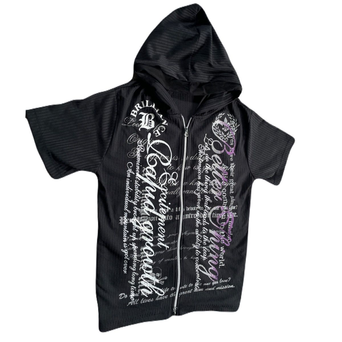 If Six Was Nine 2000s Japanese archive Vkei Glitter Poem Short Sleeve Hoodie Size US S / EU 44-46 / 1 - 3 Thumbnail
