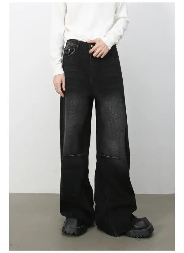 VIBE American trendy street patchwork men's straight loose jeans Size US 32 / EU 48 - 3 Thumbnail