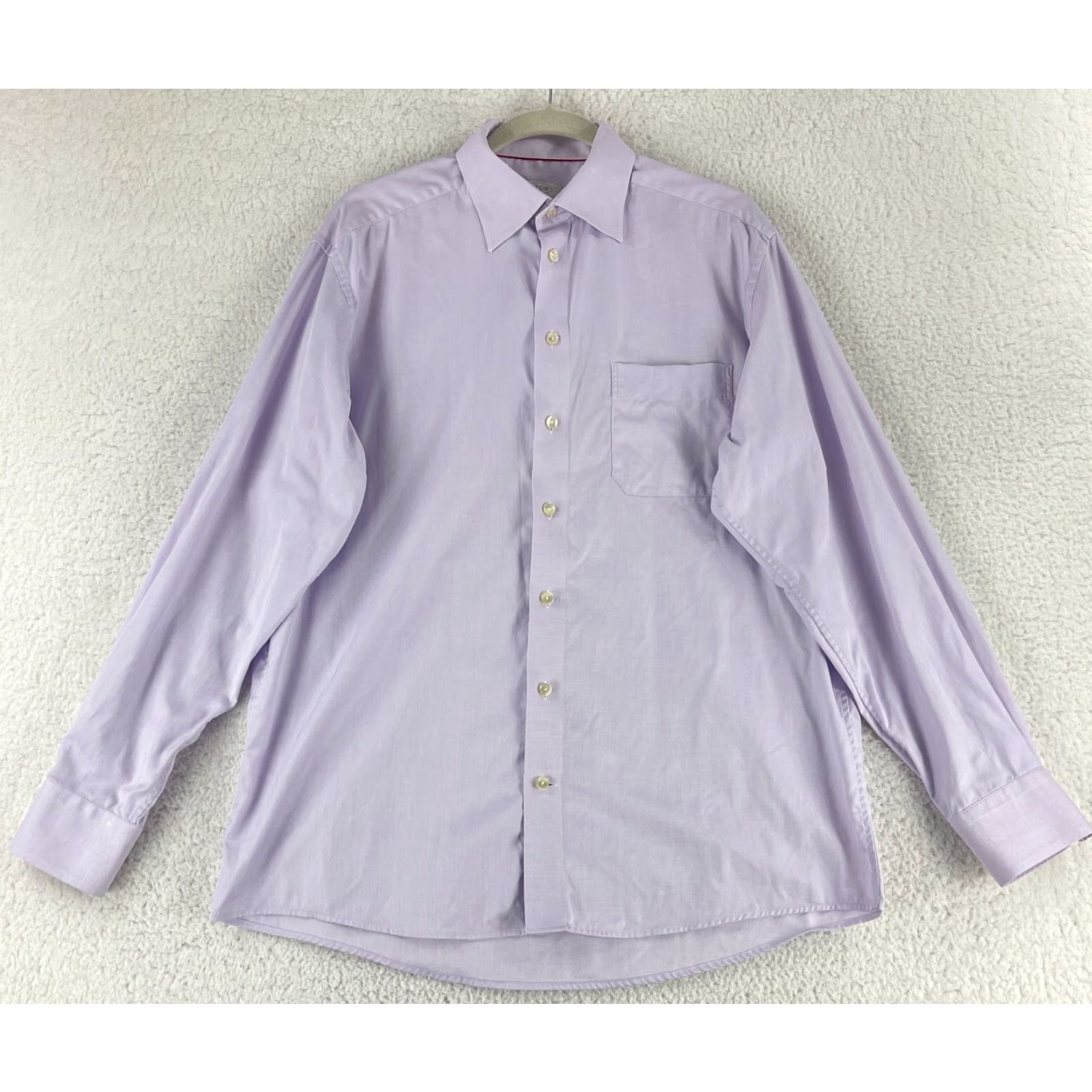 Eton Eton Purple Classic Fit Button-Up Dress Shirt Mens Long Sleeve 100% Cotton Size Large Size 42R - 2 Thumbnail
