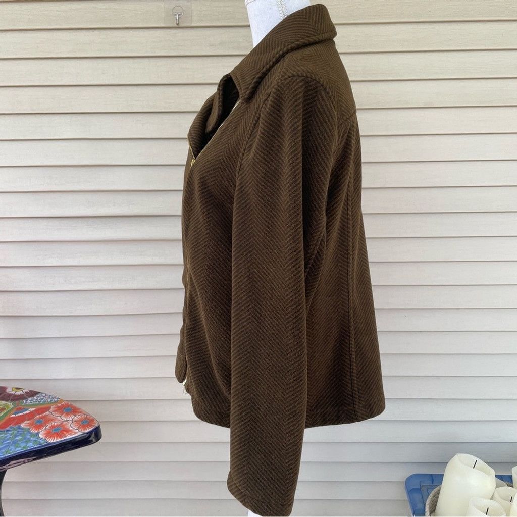 Isaac Mizrahi Isaac Mizrahi LIVE Asymmetrical Zip Herringbone Jacket Sz L Size L / US 10 / IT 46 - 2 Thumbnail