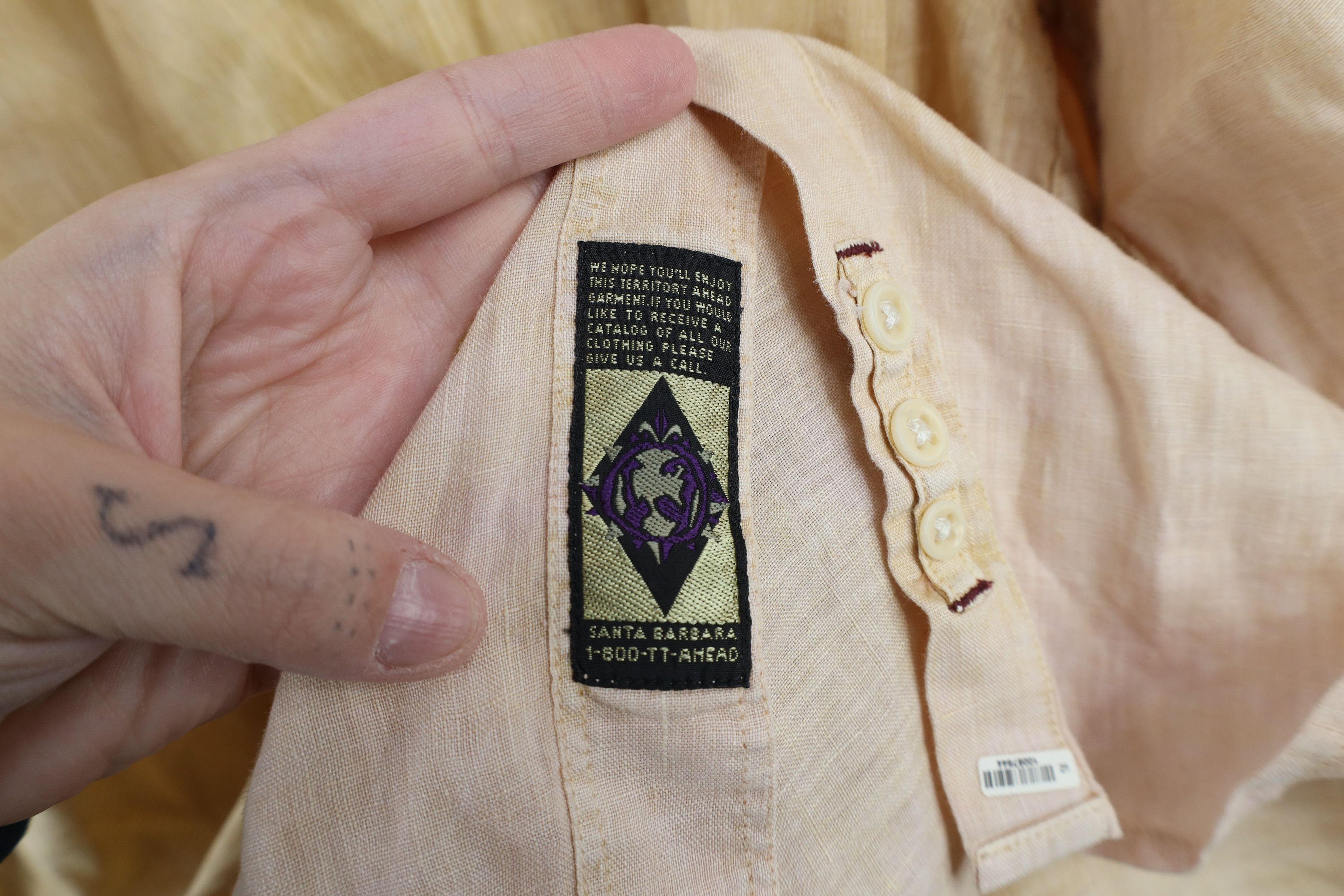 Vintage Vintage 90s Streetwear Linen Ombre Collared Button Shirt Size US XXL / EU 58 / 5 - 11 Thumbnail