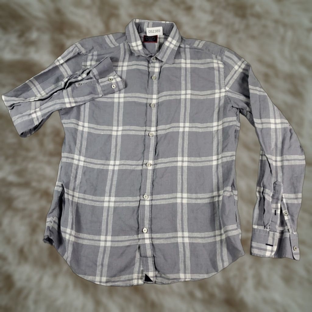 UNTUCKit UNTUCKit Shirt Mens XL Gray Plaid Linen Button Up Long Sleeve Casual Everyday Wear Size US XL / EU 56 / 4 - 1 Thumbnail