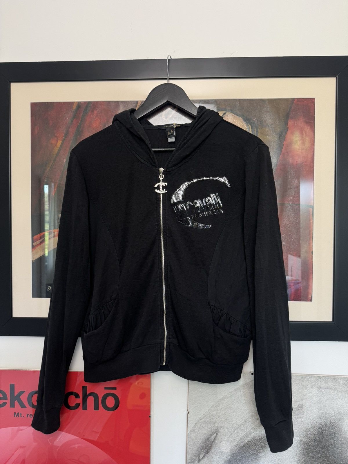 Just Cavalli Just Cavalli Vintage Y2k ZIP Hoodie Black Rare Drip Hype Size L / US 10 / IT 46 - 1 Thumbnail