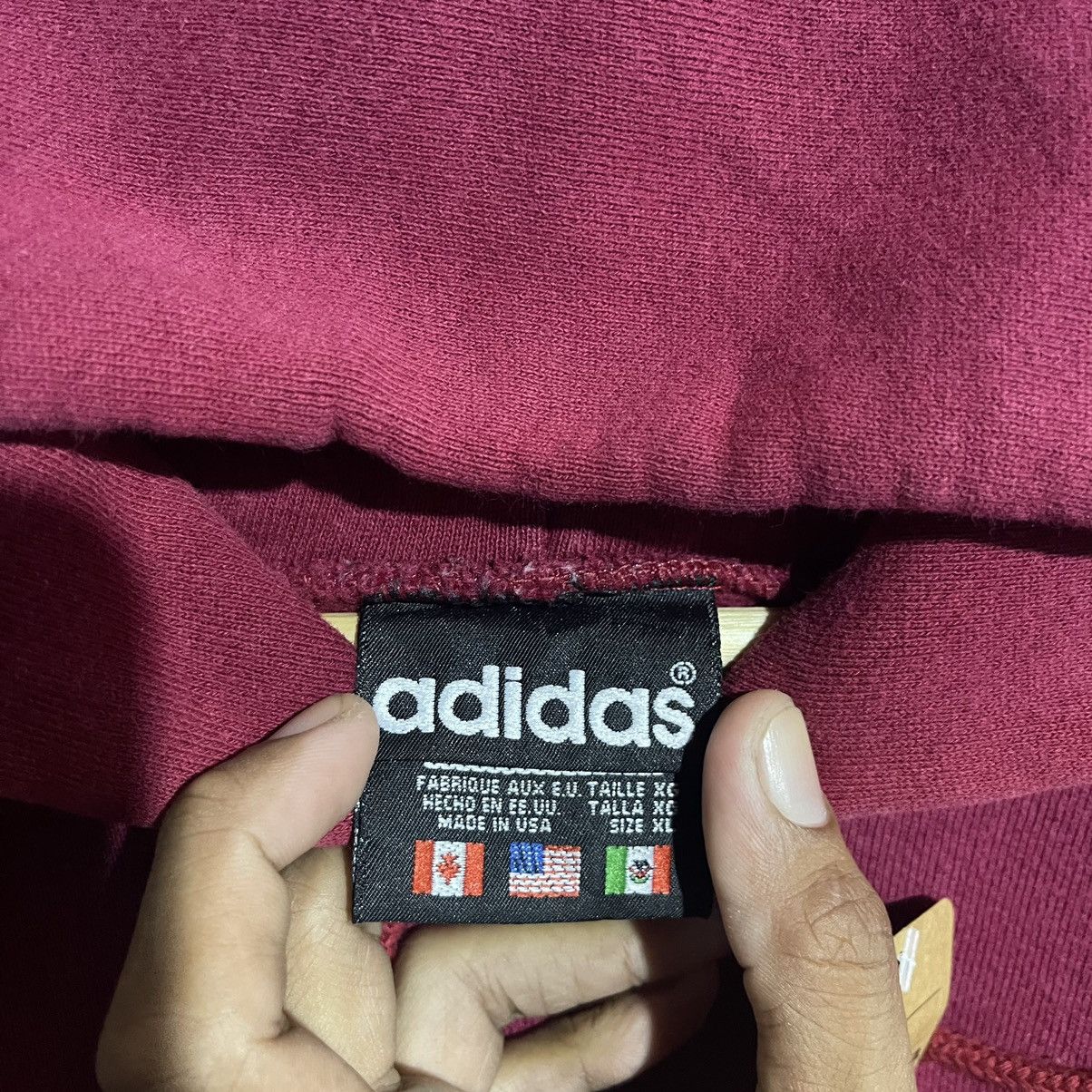 Adidas Vintage 90s Adidas Trefoil Hoodie – Made in USA – Burgundy Size US XL / EU 56 / 4 - 6 Thumbnail