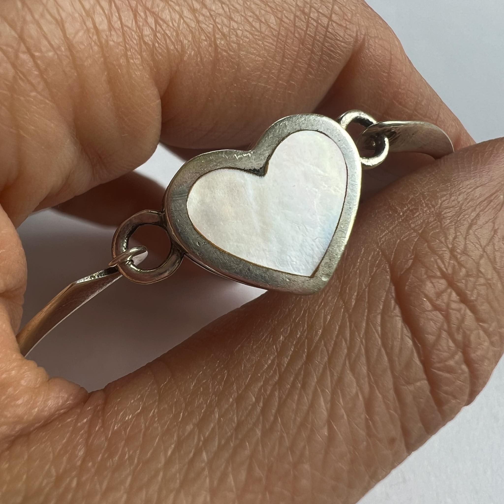Sterling Silver Vintage Sterling Silver 925 Cuff Bangle Bracelet Pearl Italy Size ONE SIZE - 6 Thumbnail