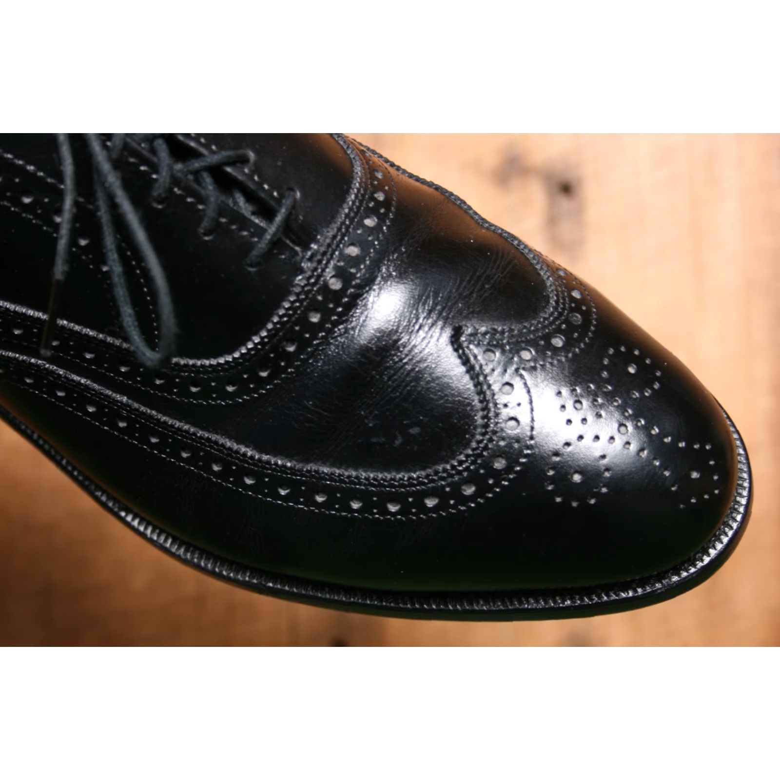 Allen Edmonds ALLEN EDMONDS Chester Black Leather Brogue Wingtip Oxfords Sz. 10D Dress Shoes Men Vintage Style Shoe Width D Size US 10 / EU 43 - 6 Thumbnail