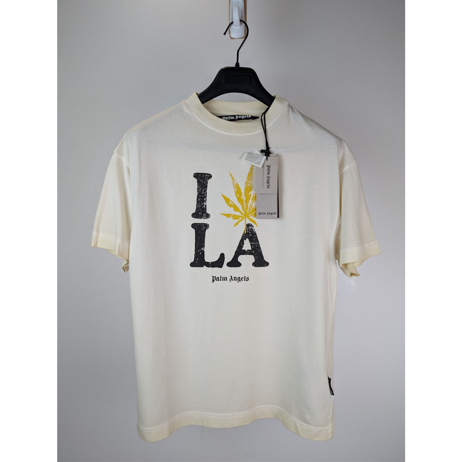 Palm Angels o1rshd1 Double Oversized LA T-Shirt in Off White / Yellow Size US XL / EU 56 / 4 - 2 Thumbnail