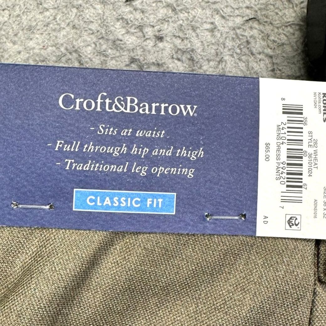 Croft & Barrow VINTAGE Croft Barrow Dress Pants Mens 36X32 Brown True Comfort Classic Fit Stretch NEW Size US 36 / EU 52 - 6 Thumbnail