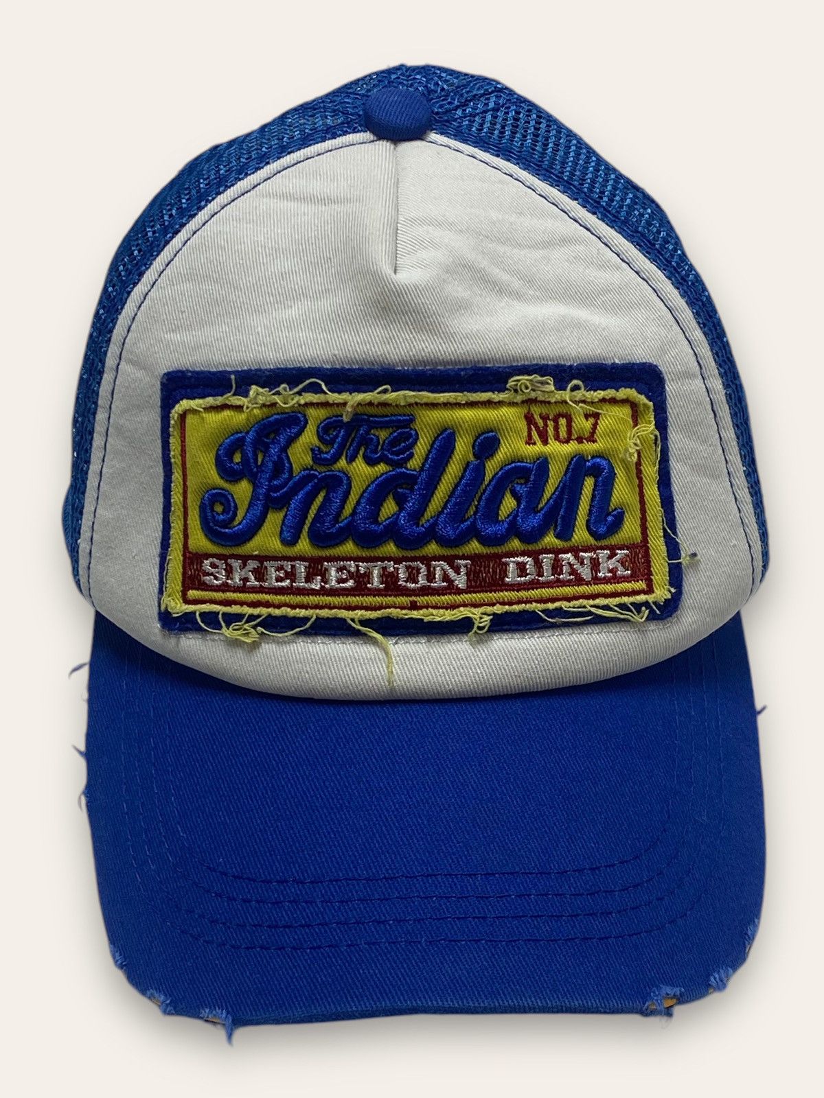 Hat Club Vintage THE INDIAN SKELETON DRINK White Blue Cap Y2K Size ONE SIZE - 2 Thumbnail
