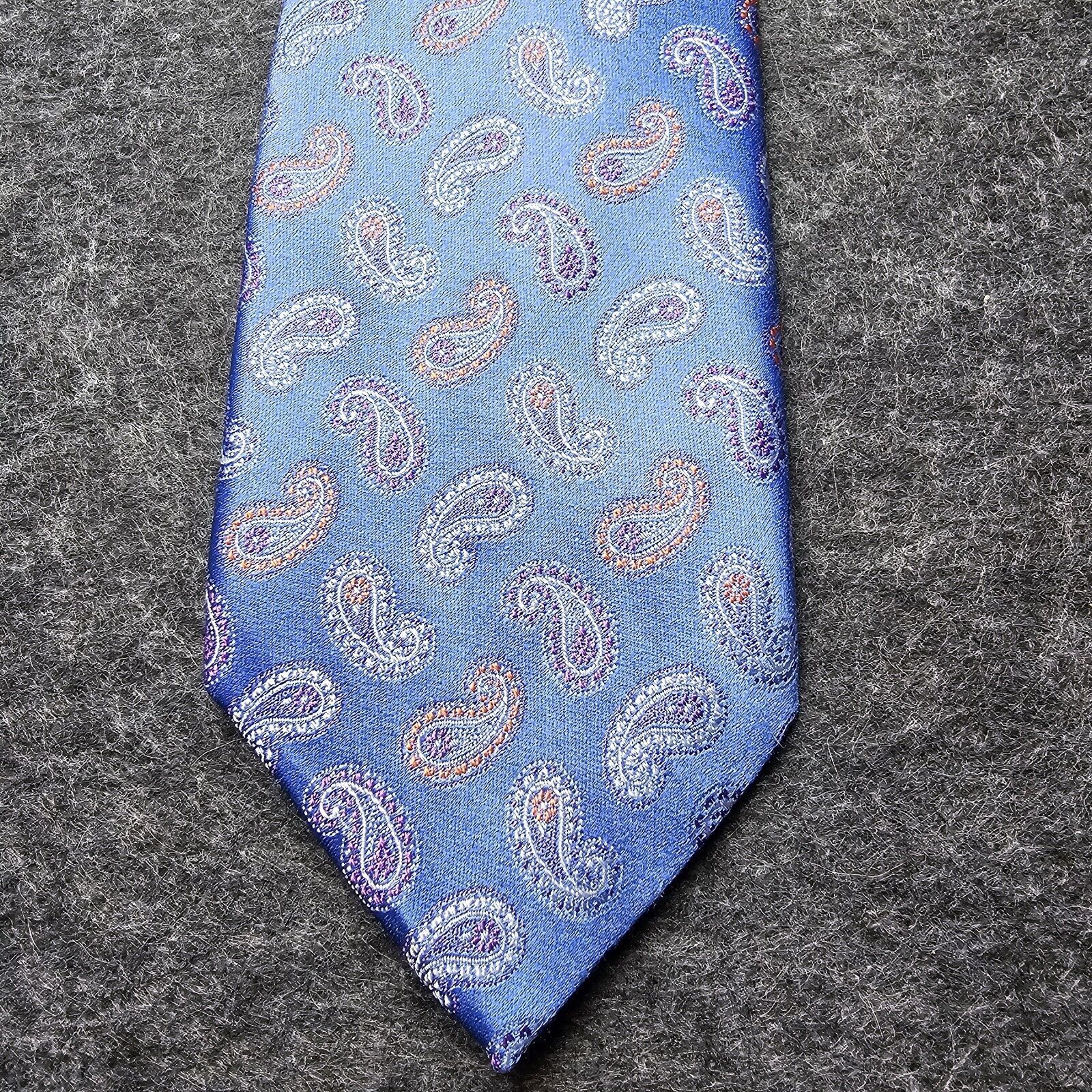 David Donahue David Donahue Tie 100% Silk Paisley Blue USA Necktie Italy Size ONE SIZE - 2 Thumbnail