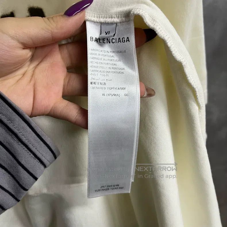 Balenciaga Balenciaga White Letter Round Neck Faded Effect Straight L Size US M / EU 48-50 / 2 - 4 Thumbnail