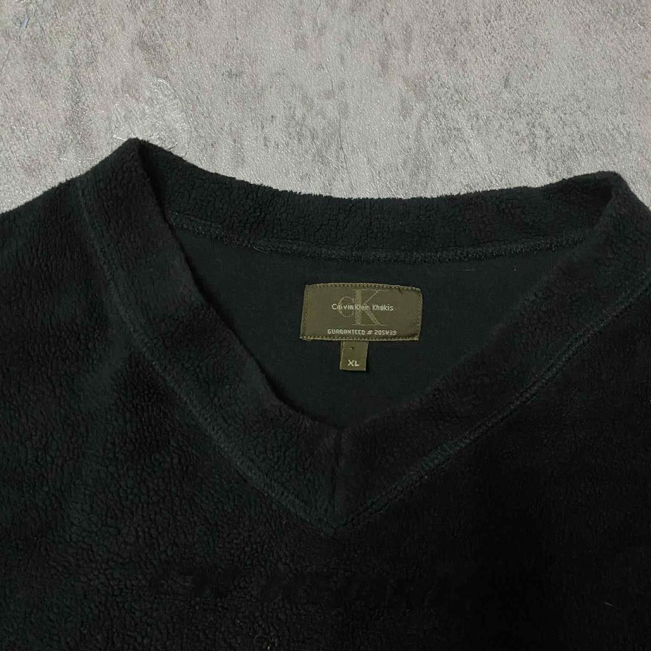 Calvin Klein Black velvet V-neck sweatshirt #velvet #vneck Size US XL / EU 56 / 4 - 3 Thumbnail