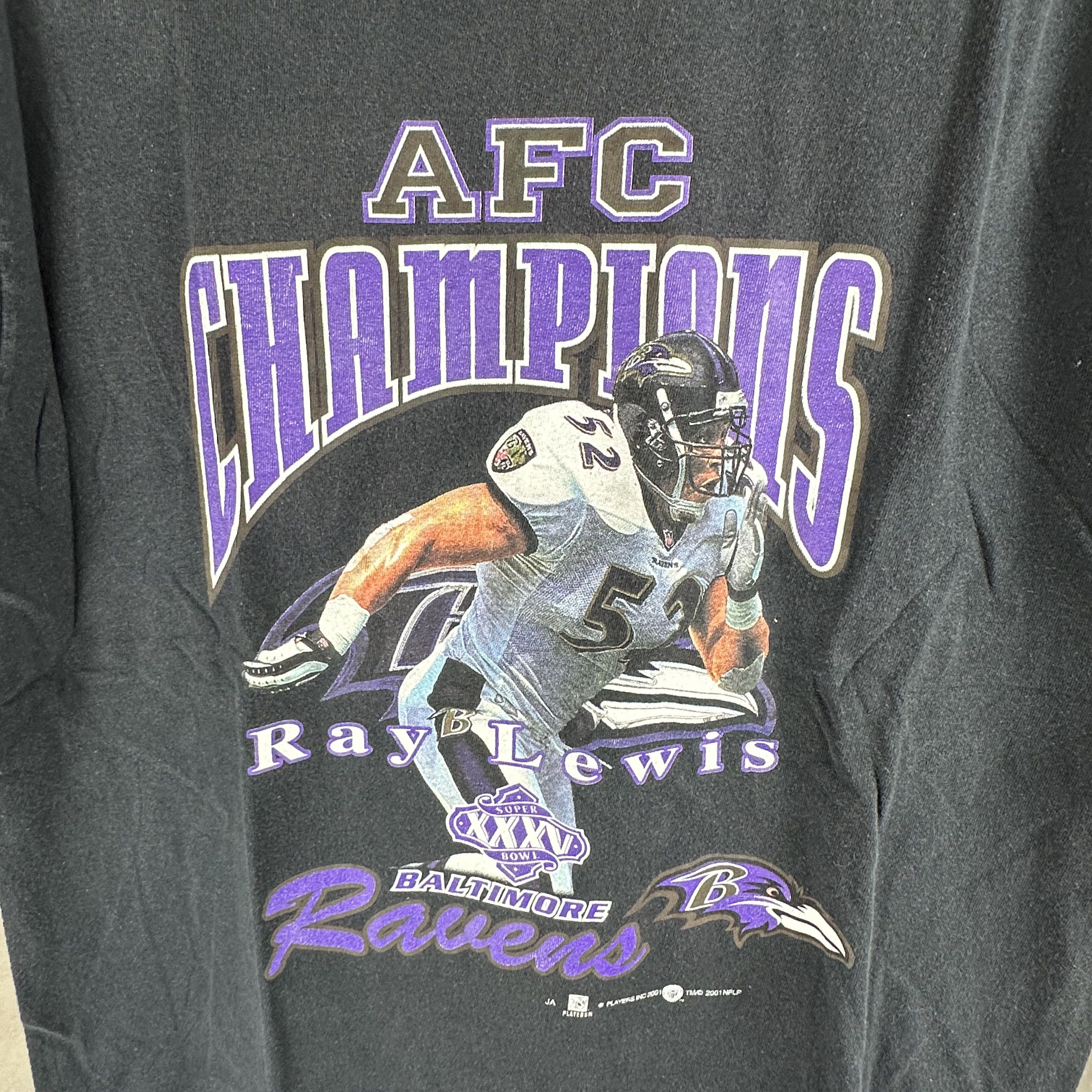 Vintage 2001 Ray Lewis Baltimore Ravens NFL AFC Champions T-shirt Size US L / EU 52-54 / 3 - 2 Thumbnail