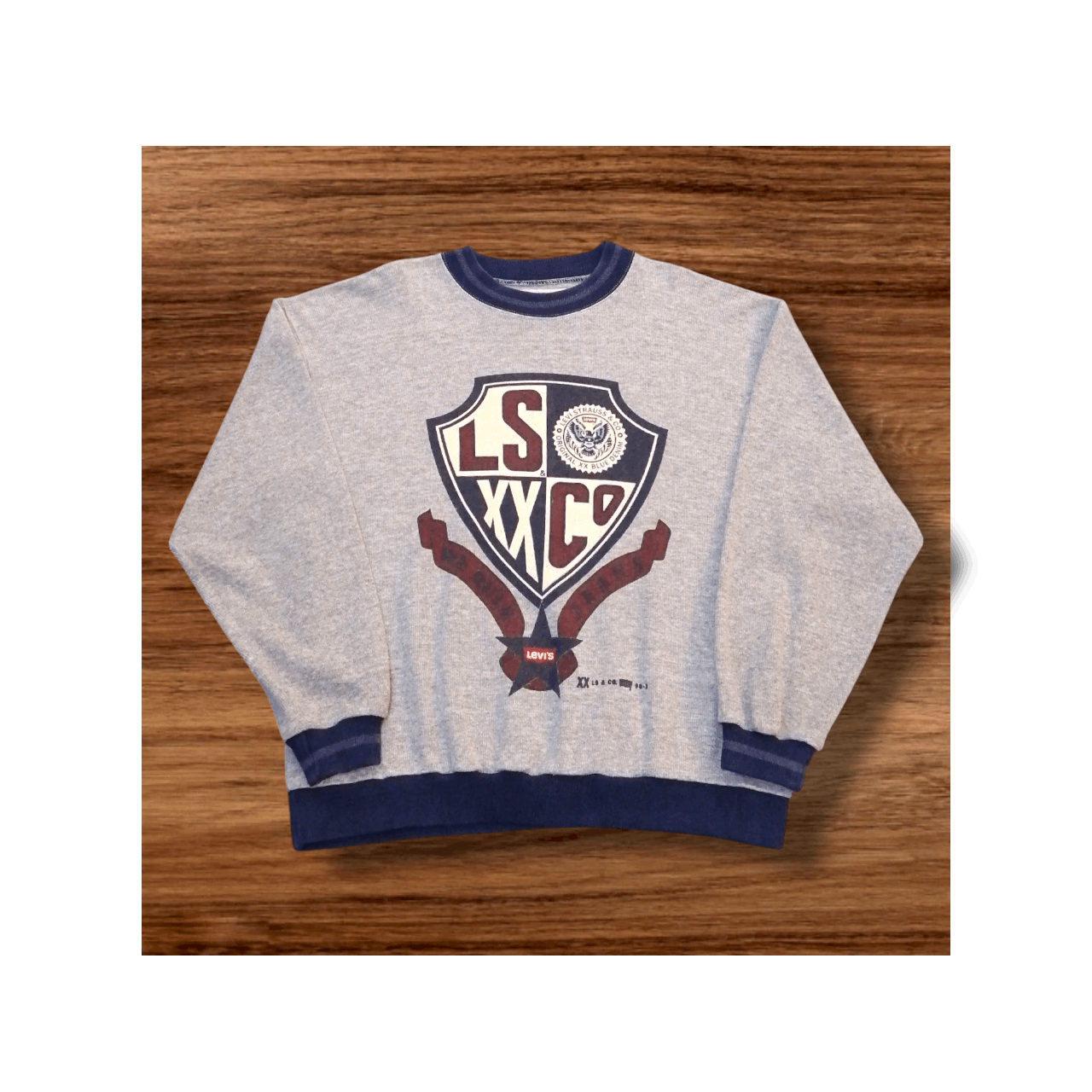 Levi's Vintage Levi’s 1990s Grey Big Logo Acrylic Print Sweater Size US L / EU 52-54 / 3 - 1 Thumbnail