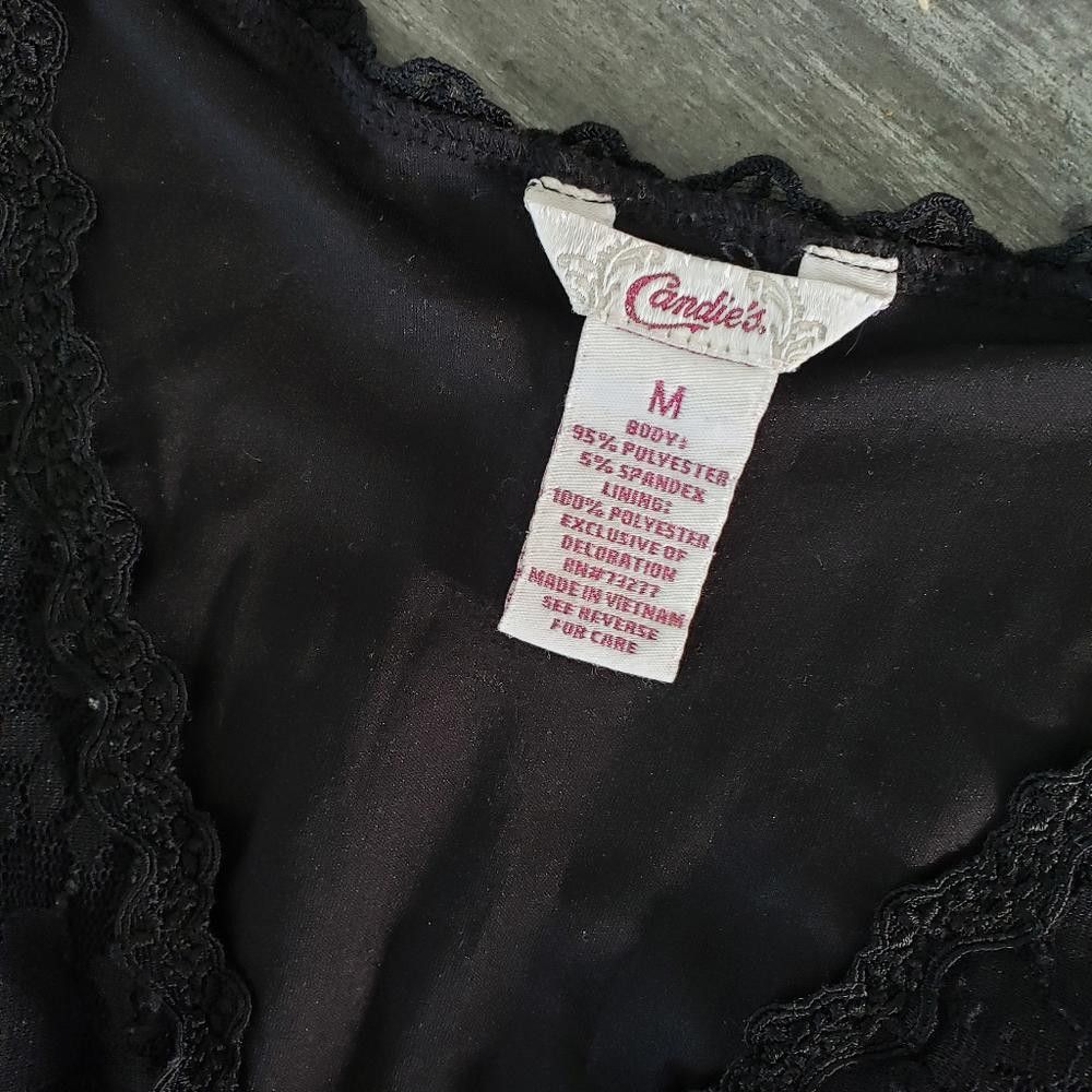 Designer Black Laced Candie's Babydoll Boho Mini Size M / US 6-8 / IT 42-44 - 3 Thumbnail