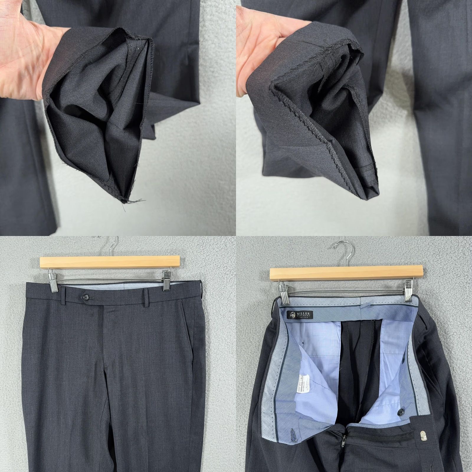 Howler Brothers Miller Brothers Wool Dress Pants Mens 35x30 Gray Comfort-EZE Straight Front Flat Front Pockets Wide Vintage No Size US 35 - 8 Thumbnail