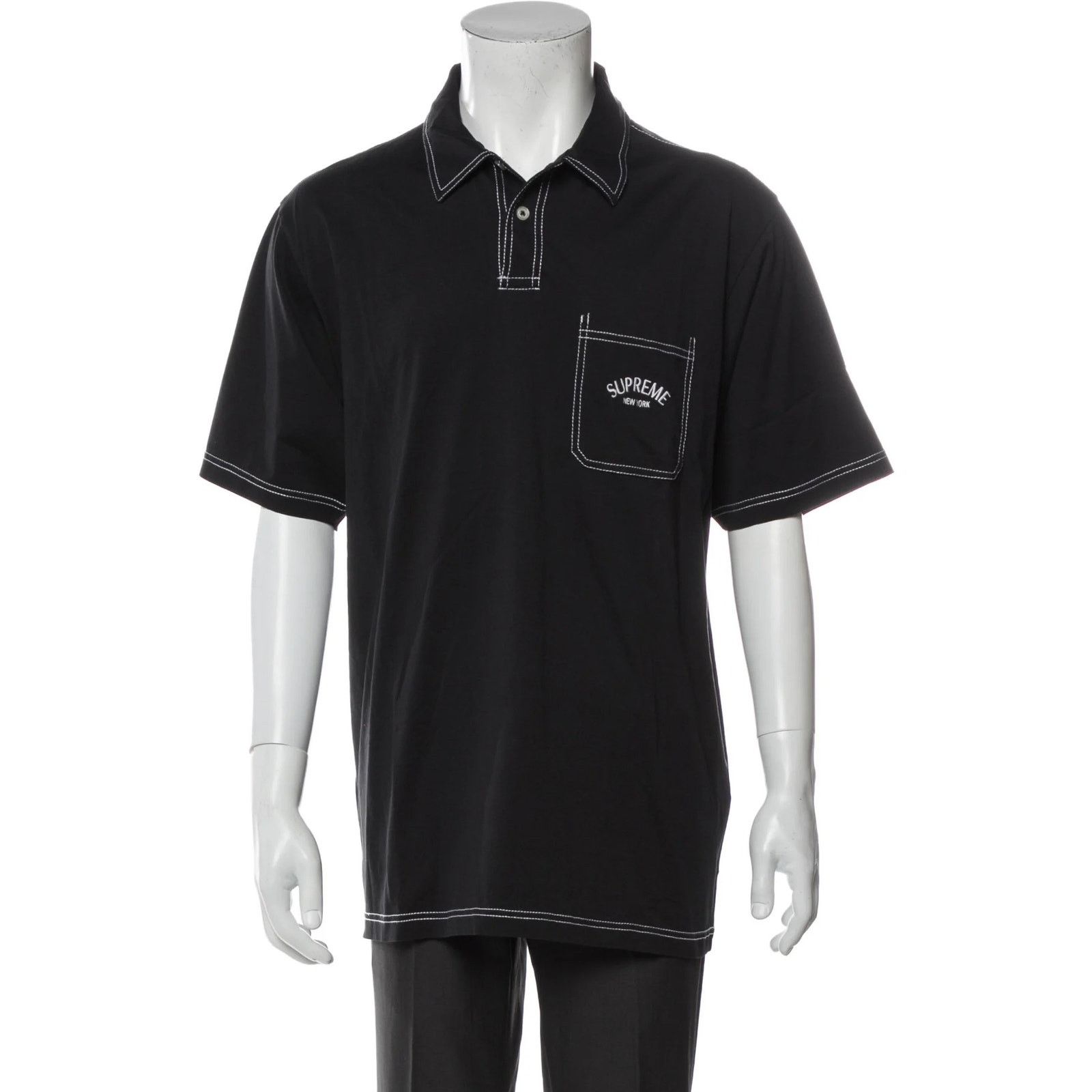 Supreme Abstract Textured Zip Up Polo Shirt Black | Grailed