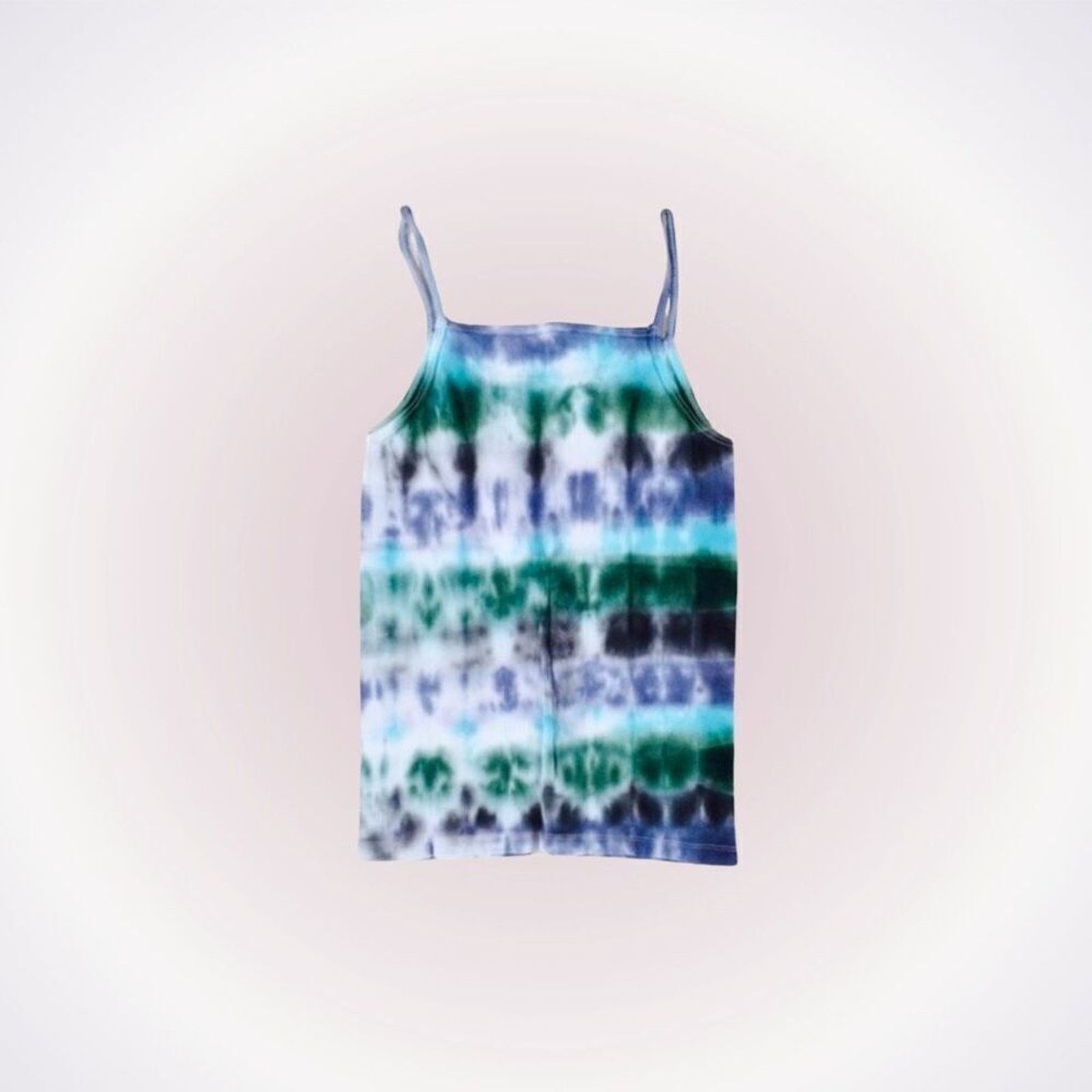 Fruit Of The Loom Dyes by MacKay Blue and Green Tie-Dye Tank Top Cami | Sz YL Size XS / US 0-2 / IT 36-38 - 1 Thumbnail