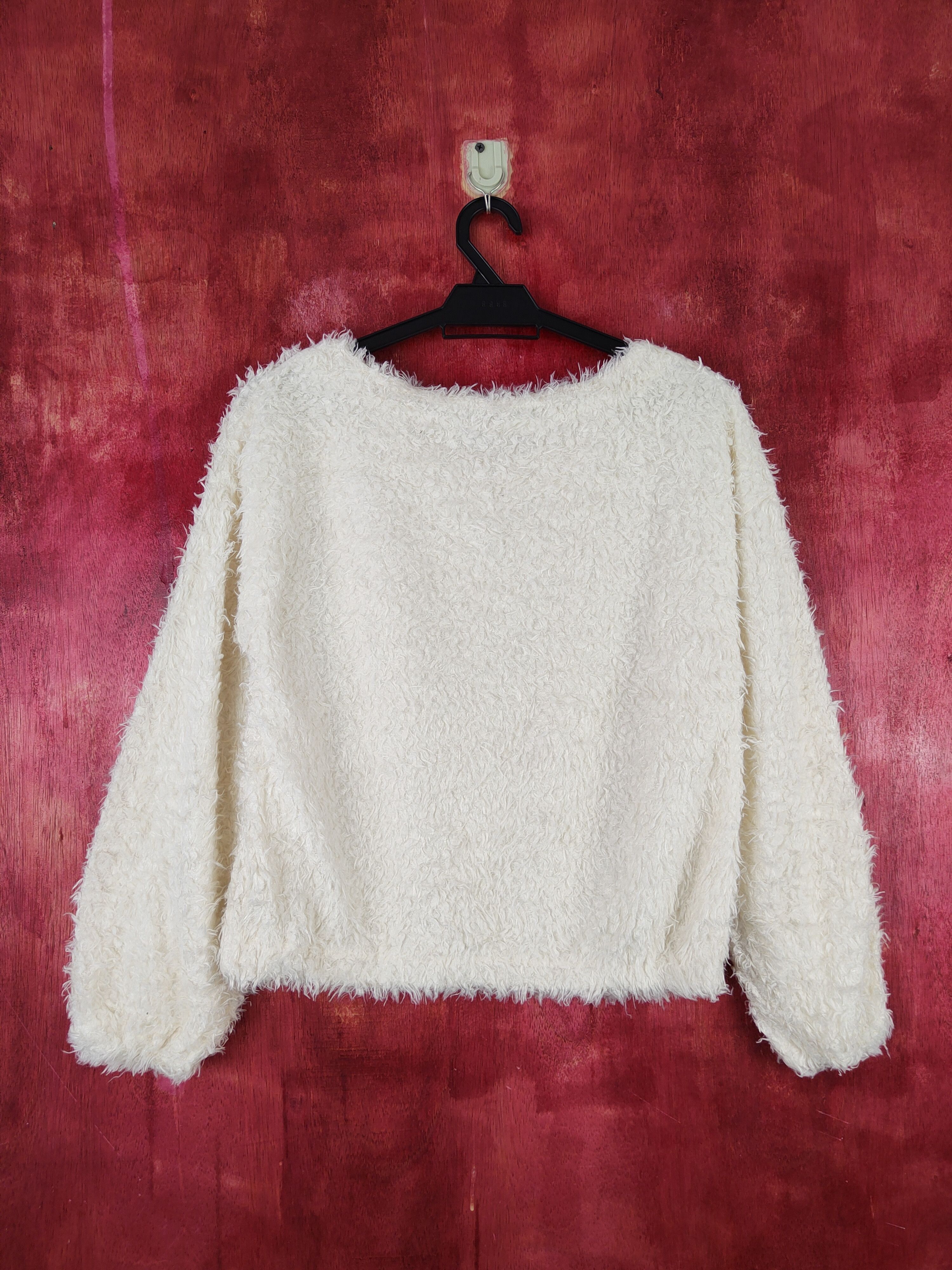 Japanese Brand × Vintage Chip Clip Ivory Shag Shaggy Fur Mohair Knitwear #S191905 Size M / US 6-8 / IT 42-44 - 7 Thumbnail