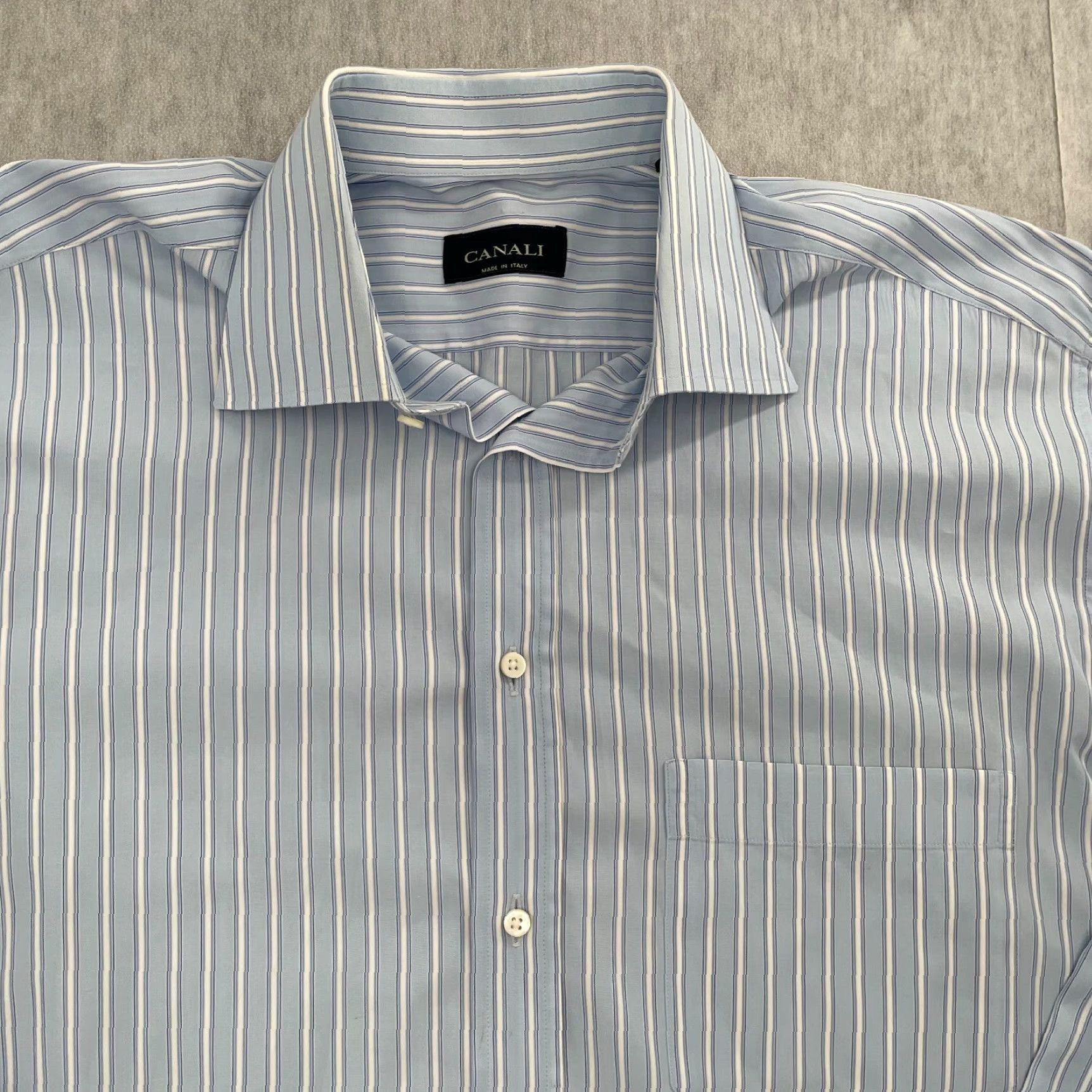 Canali VINTAGE Canali Dress Shirt Adult 16 Blue Striped Button Up Long Sleeve Cotton Italy Mens Size US L / EU 52-54 / 3 - 3 Thumbnail